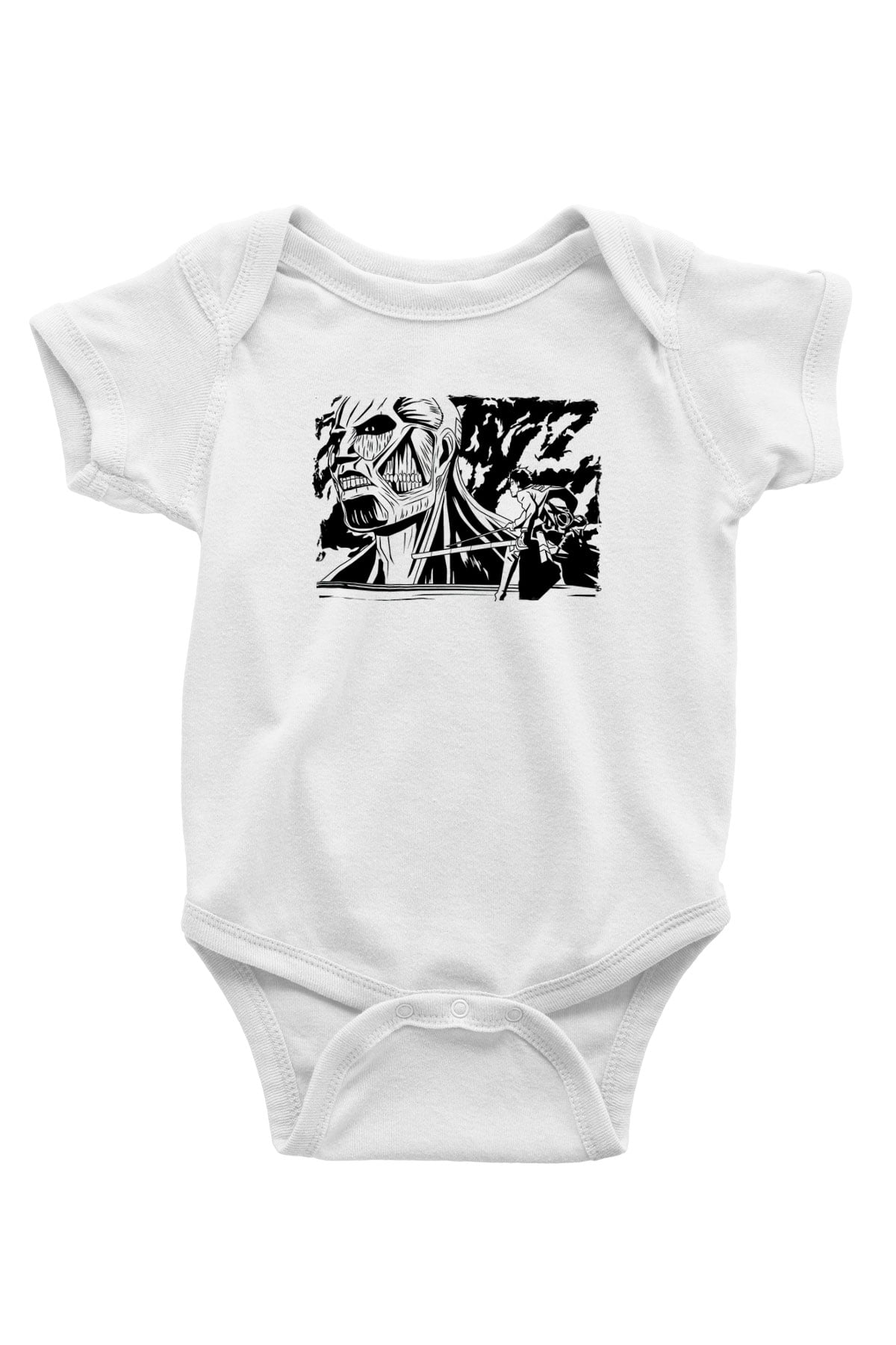 Attack On Titan Baskılı Beyaz Unisex Bebek Body - Zıbın