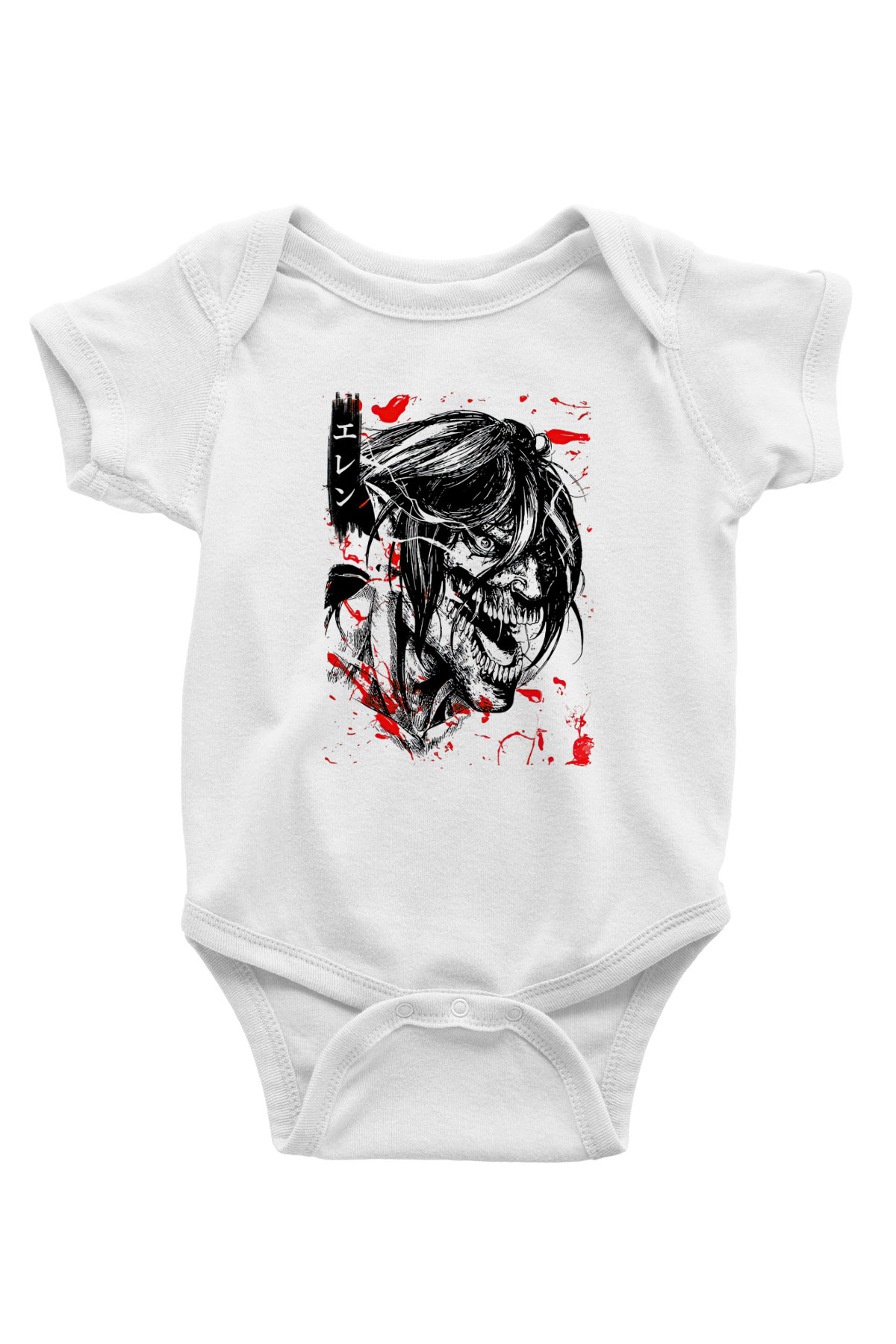 Attack On Titan Baskılı Beyaz Unisex Bebek Body - Zıbın