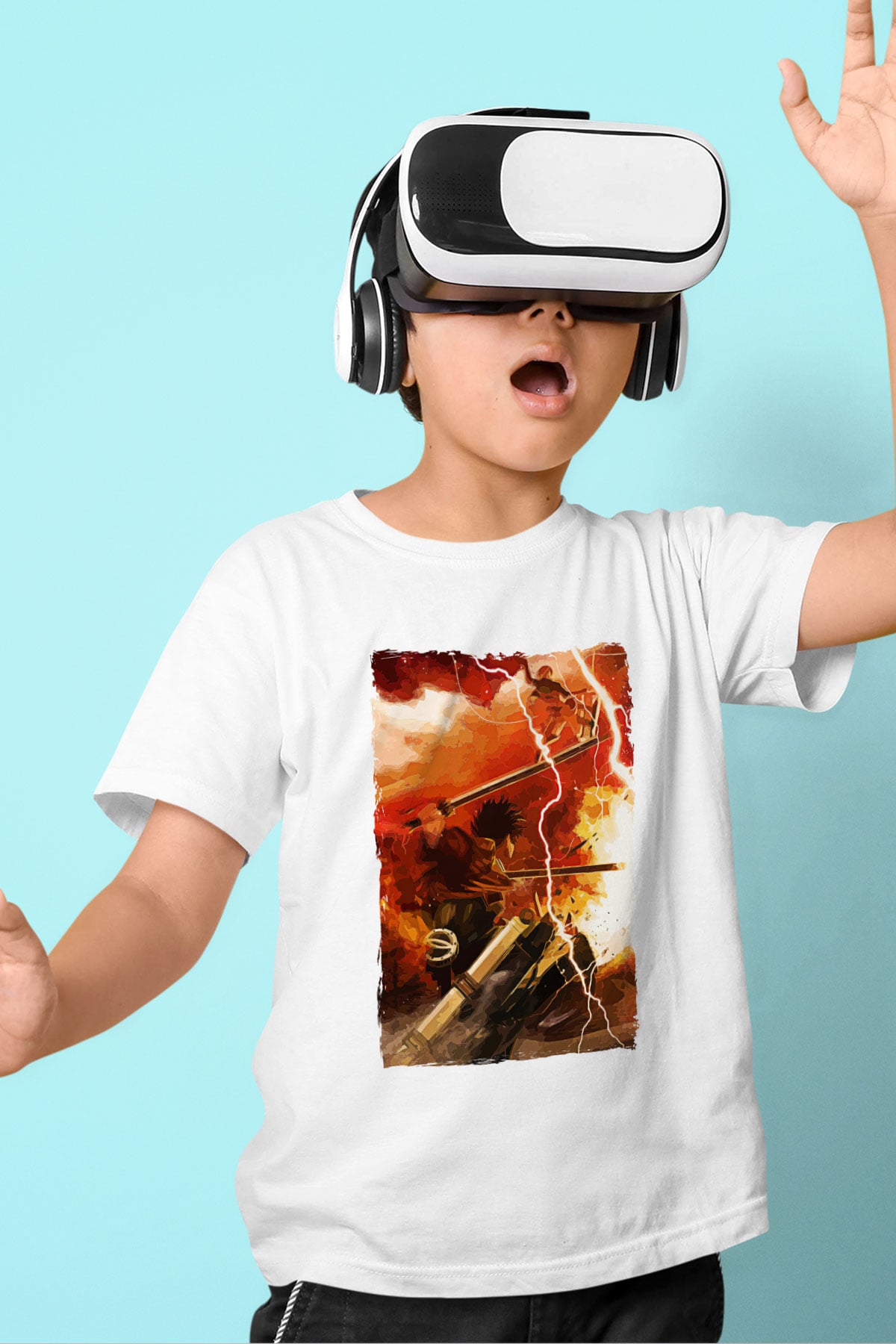 Attack On Titan Baskılı Beyaz Unisex Beyaz Çocuk Tişört - Tshirt