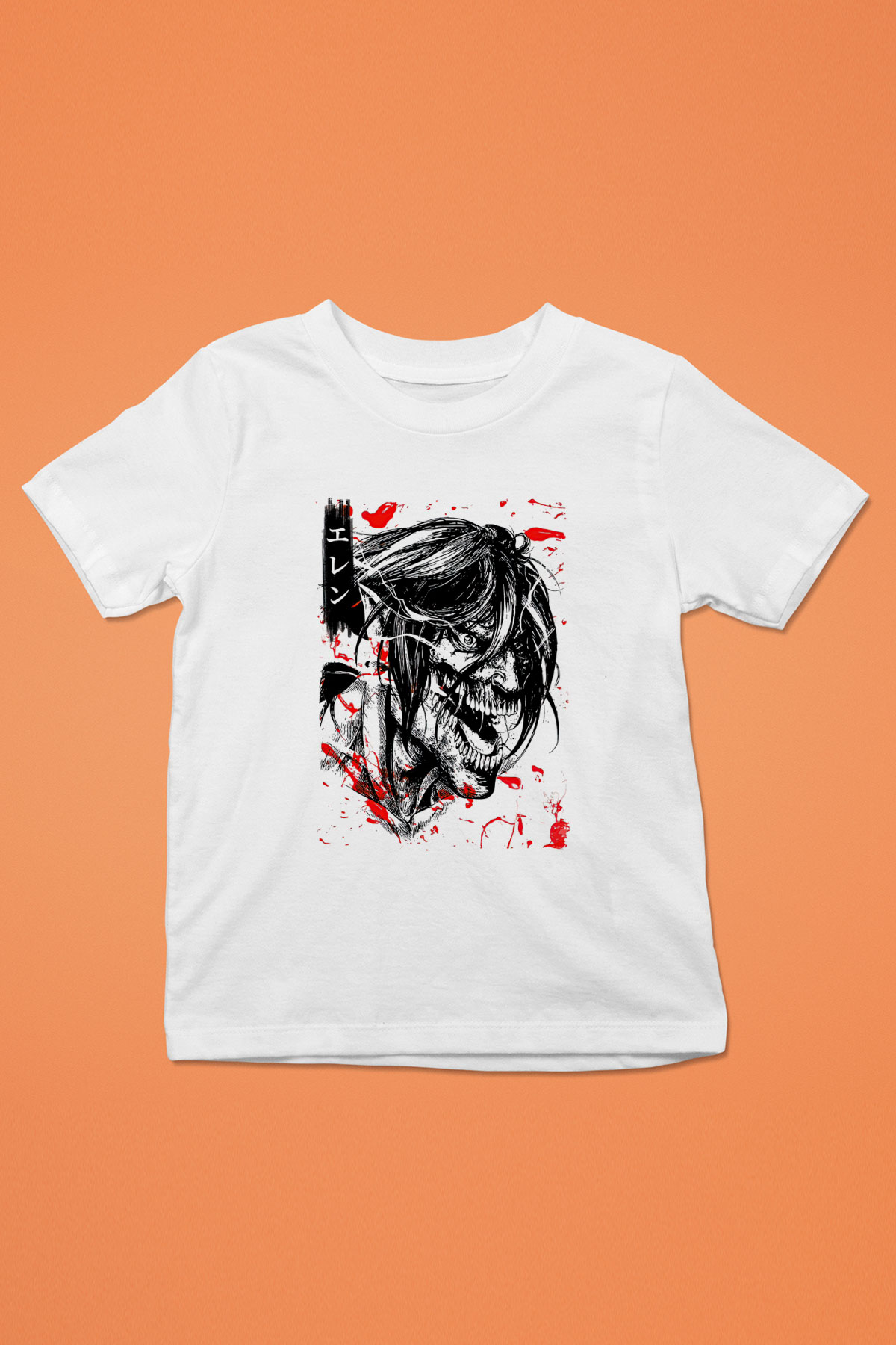 Attack On Titan Baskılı Beyaz Unisex Beyaz Çocuk Tişört - Tshirt