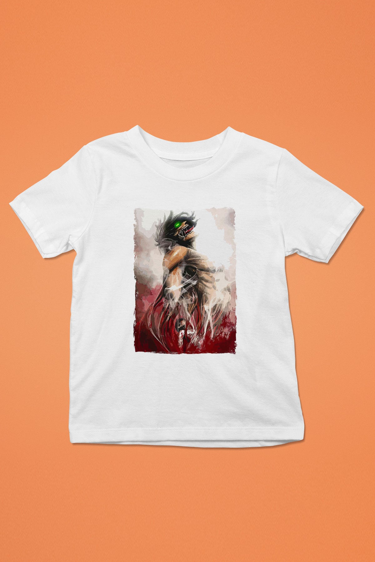 Attack On Titan Baskılı Beyaz Unisex Beyaz Çocuk Tişört - Tshirt