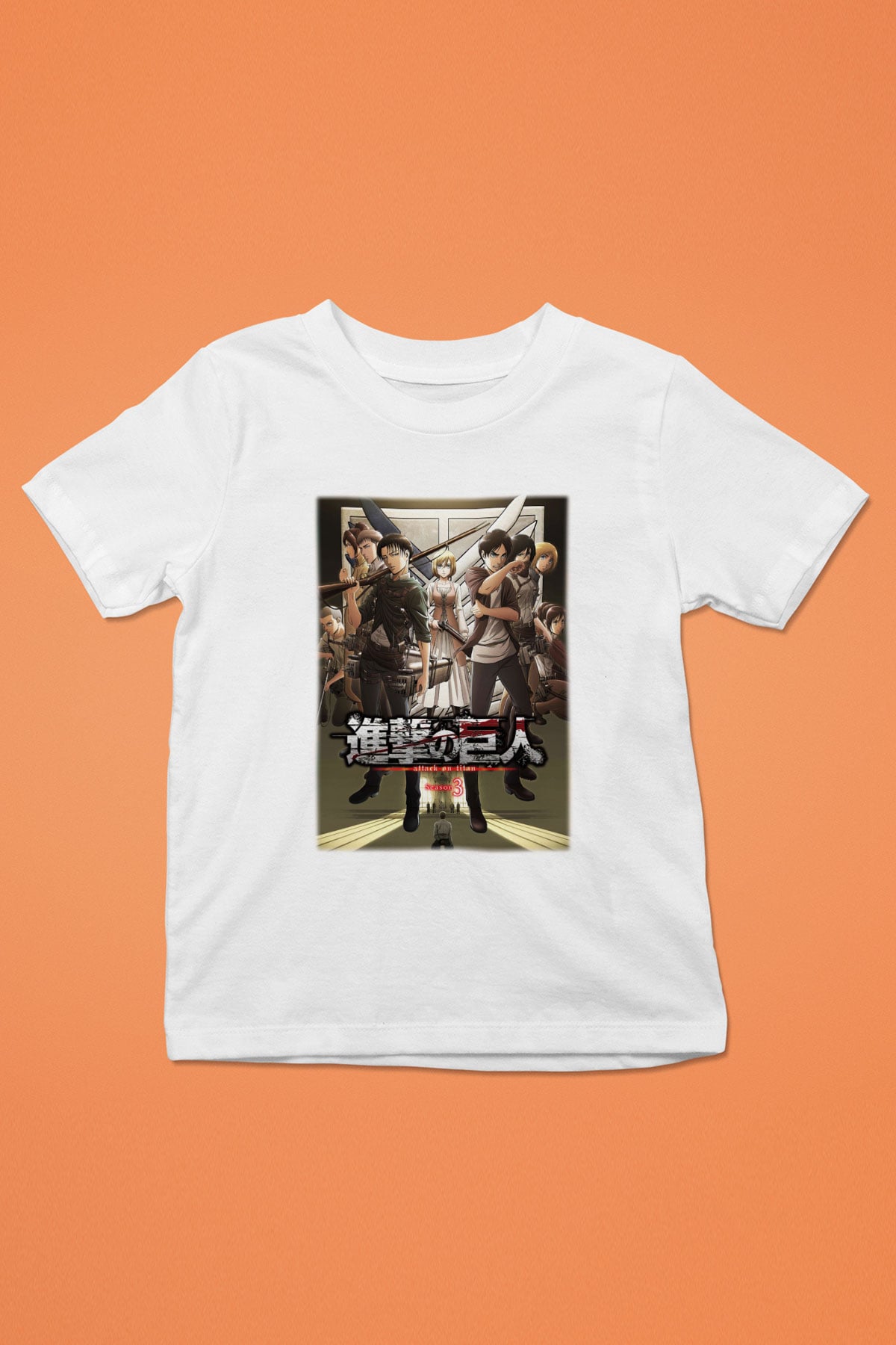 Attack on Titan Baskılı Beyaz Unisex Çocuk Tişört