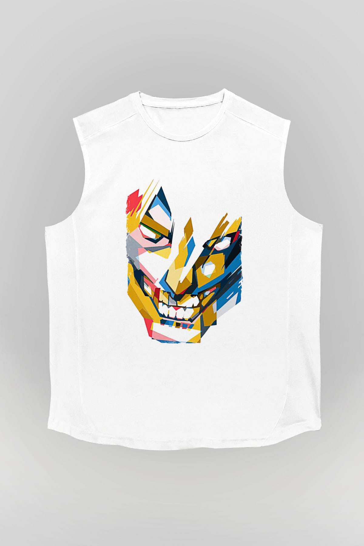 Attack On Titan Baskılı Beyaz Unisex Kolsuz Tişört - Tshirt