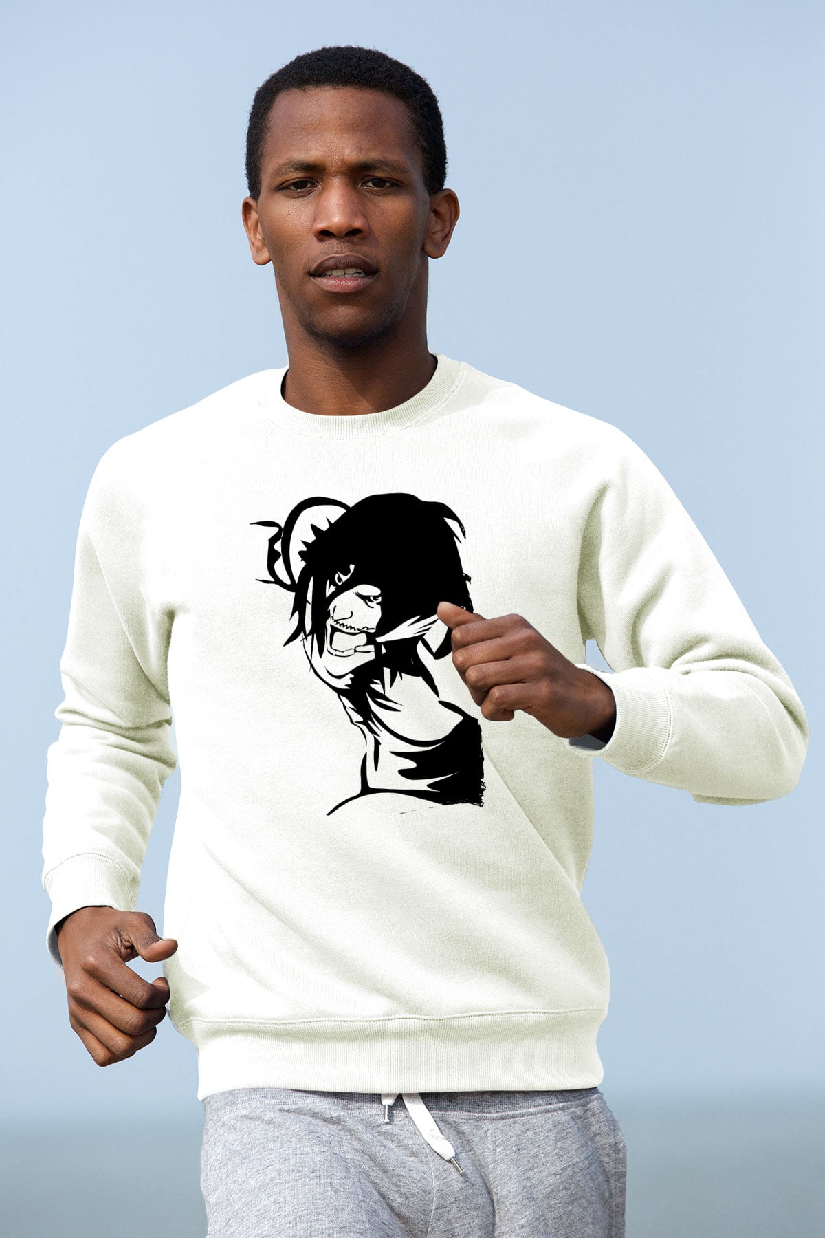 Attack On Titan Baskılı Beyaz Unisex Sweatshirt