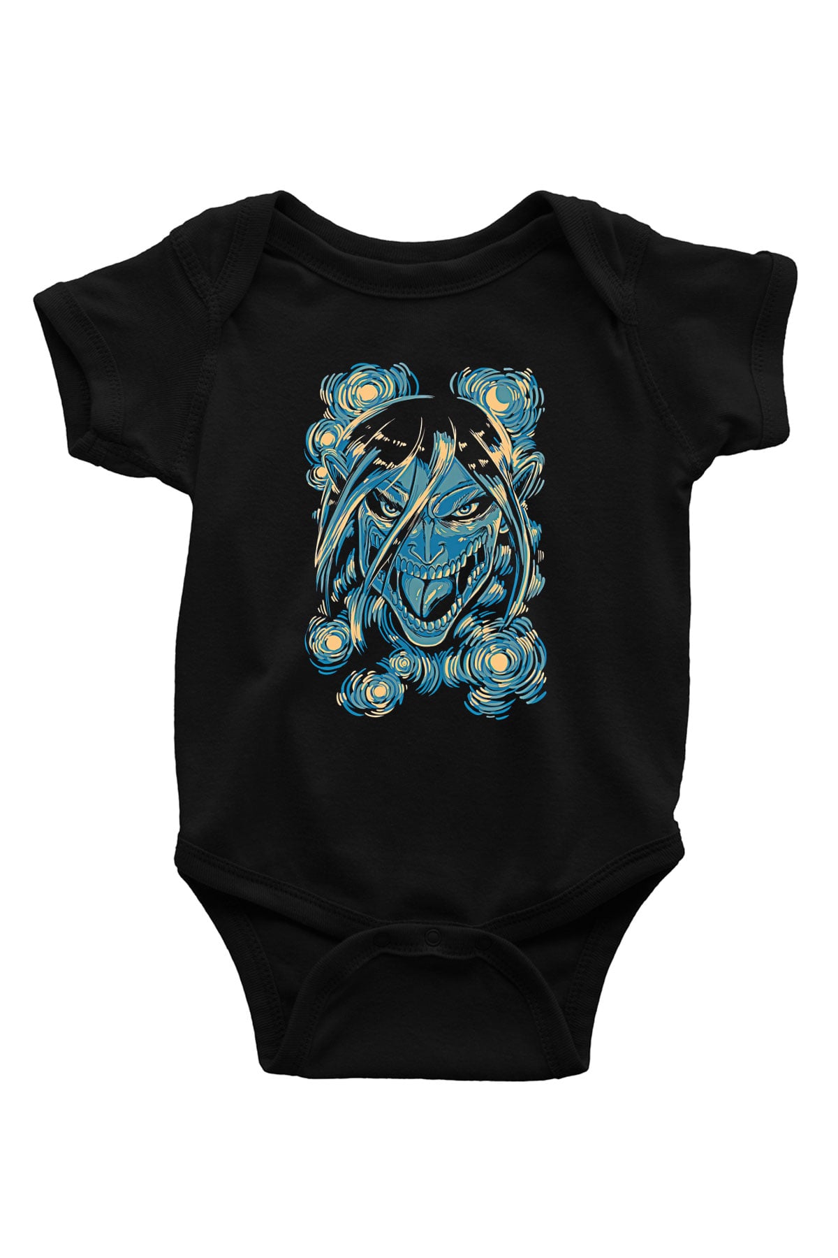 Attack On Titan Baskılı Unisex Siyah Bebek Body - Zıbın