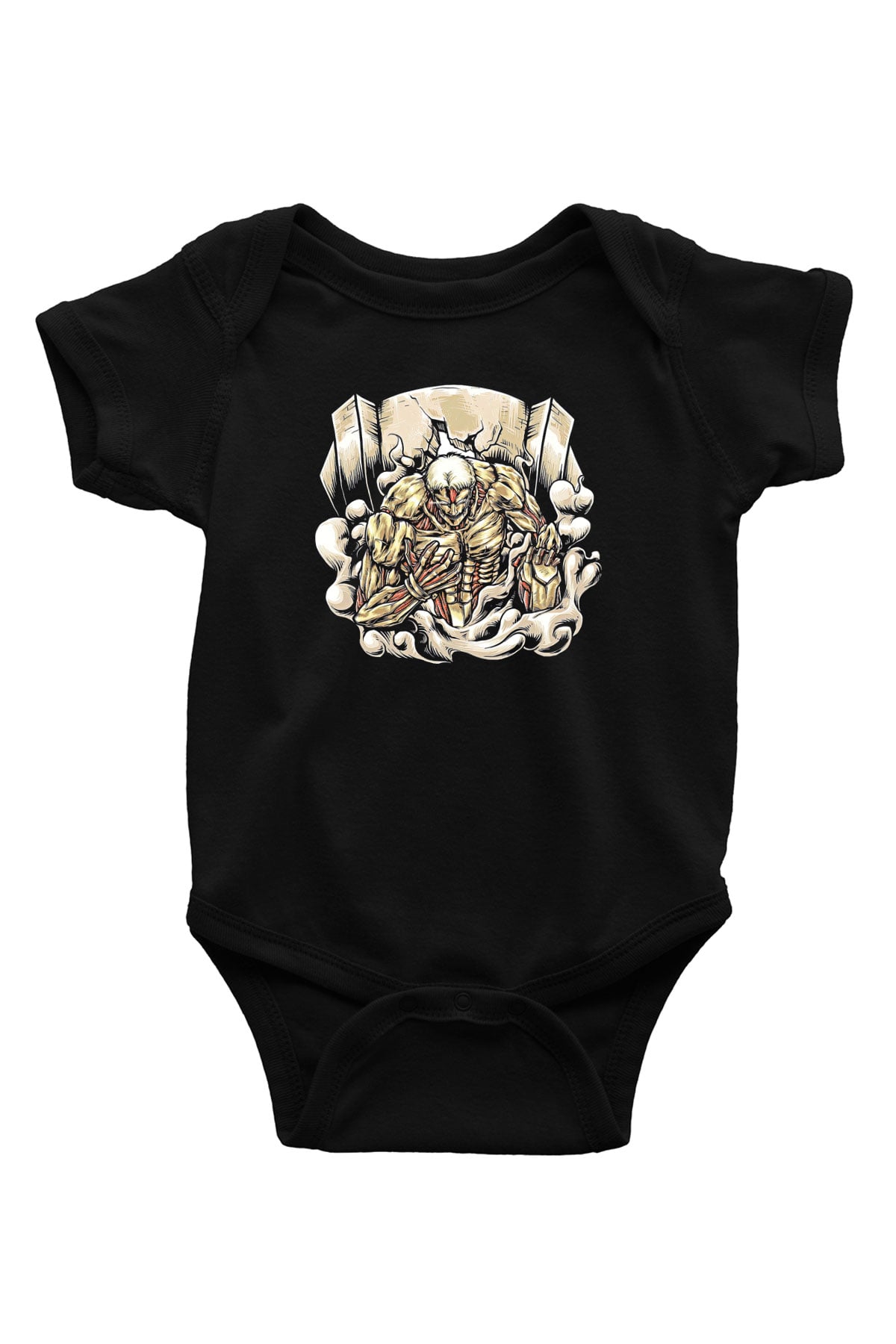 Attack On Titan Baskılı Unisex Siyah Bebek Body - Zıbın