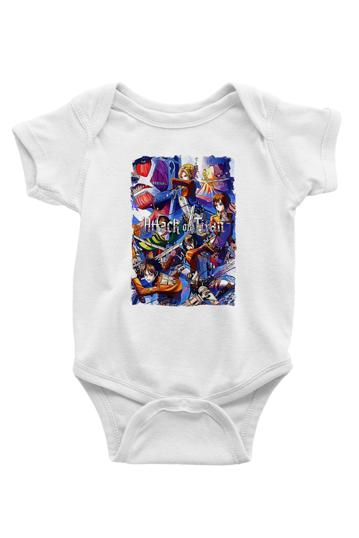 Attack On Titan Baskılı Unisex Siyah Bebek Body - Zıbın