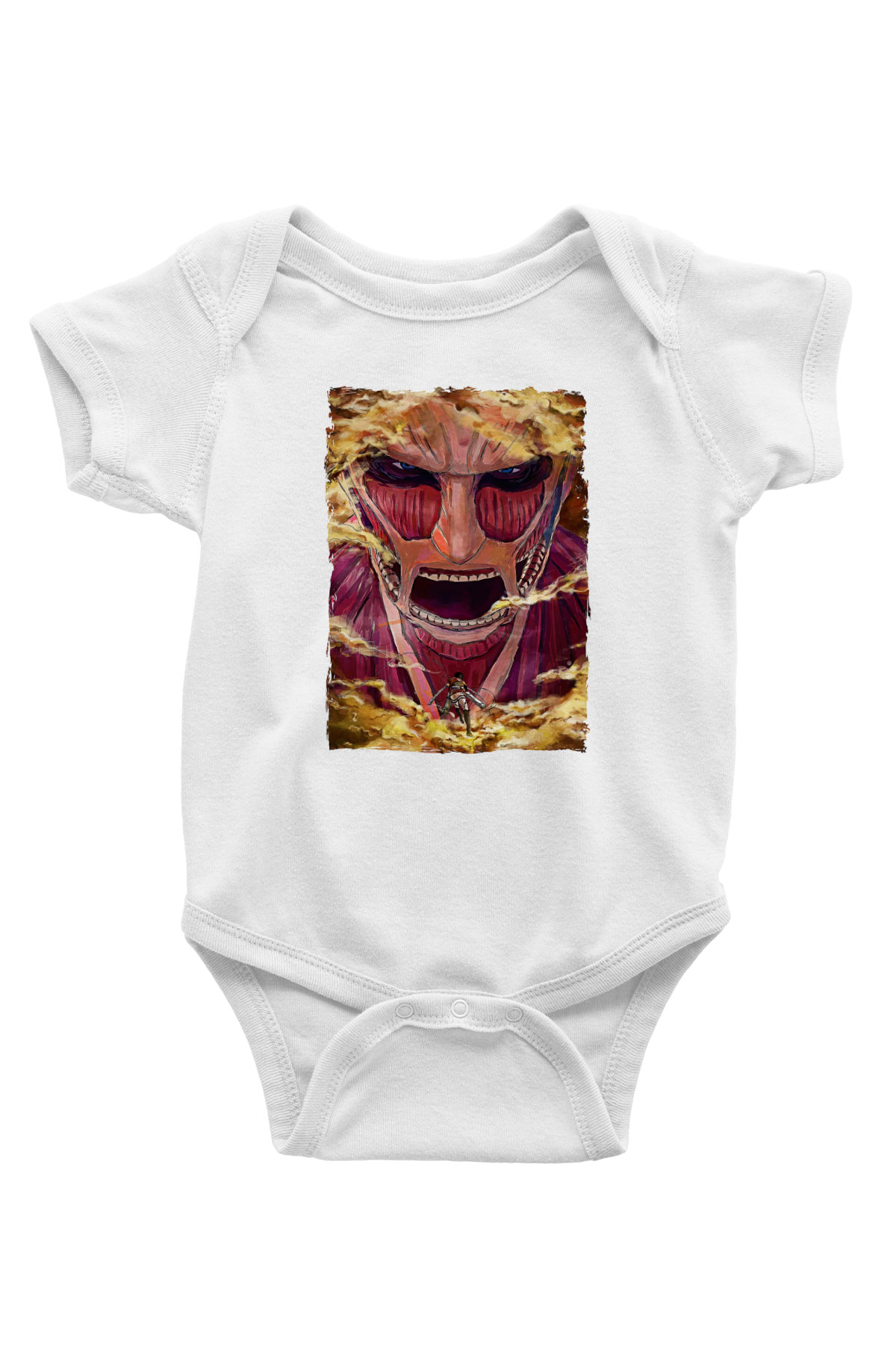 Attack On Titan Baskılı Unisex Siyah Bebek Body - Zıbın