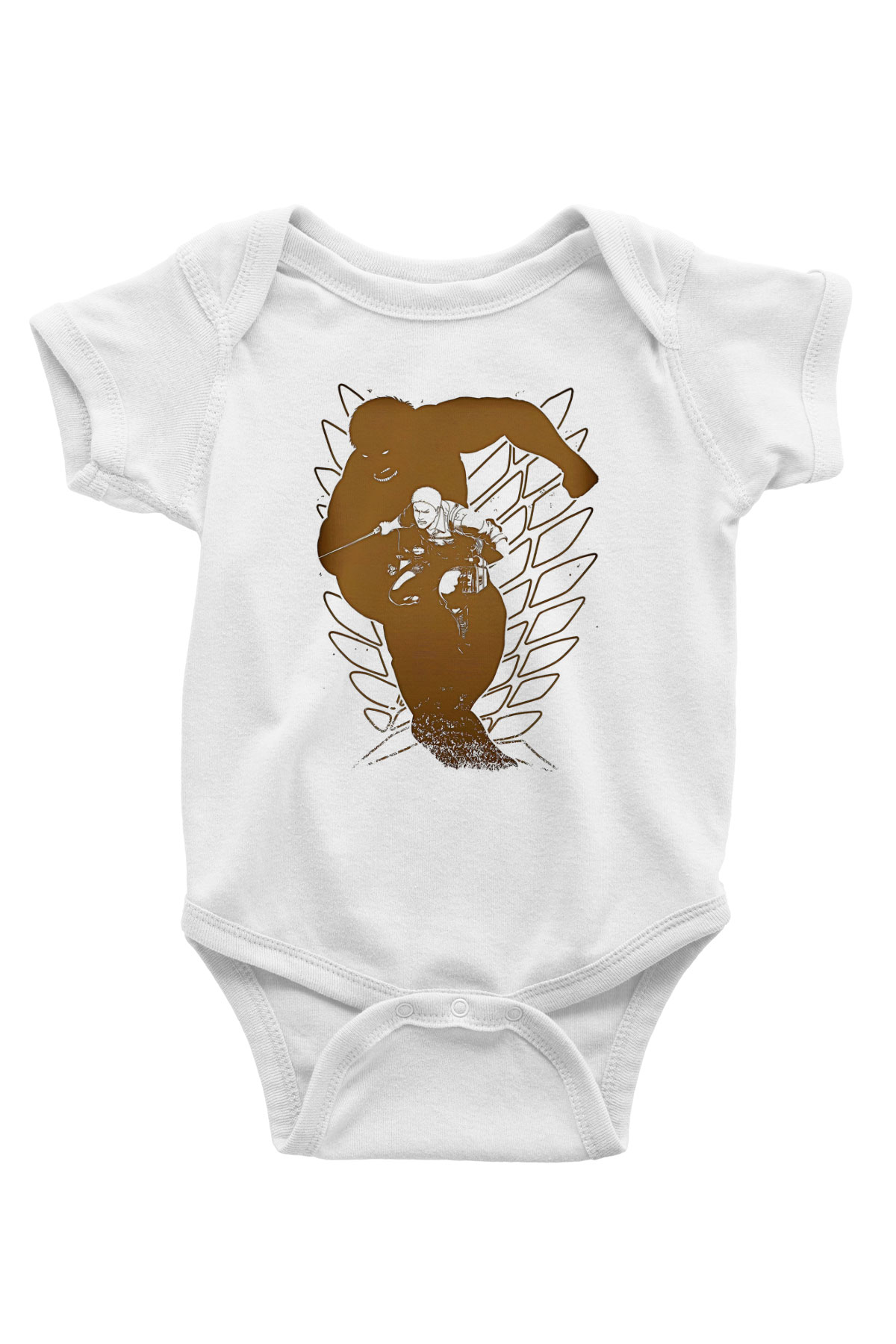 Attack On Titan Baskılı Unisex Siyah Bebek Body - Zıbın