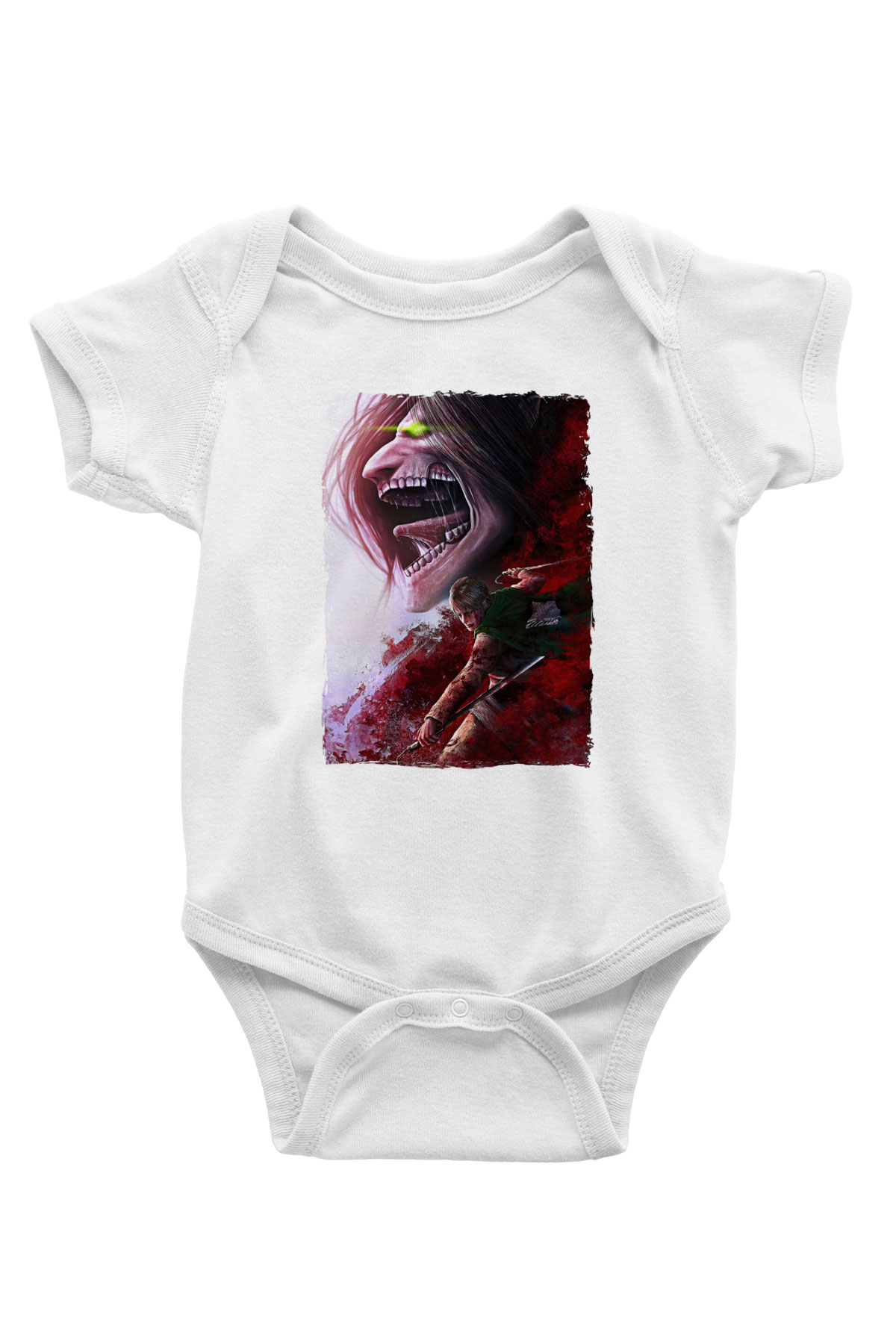 Attack On Titan Baskılı Unisex Siyah Bebek Body - Zıbın