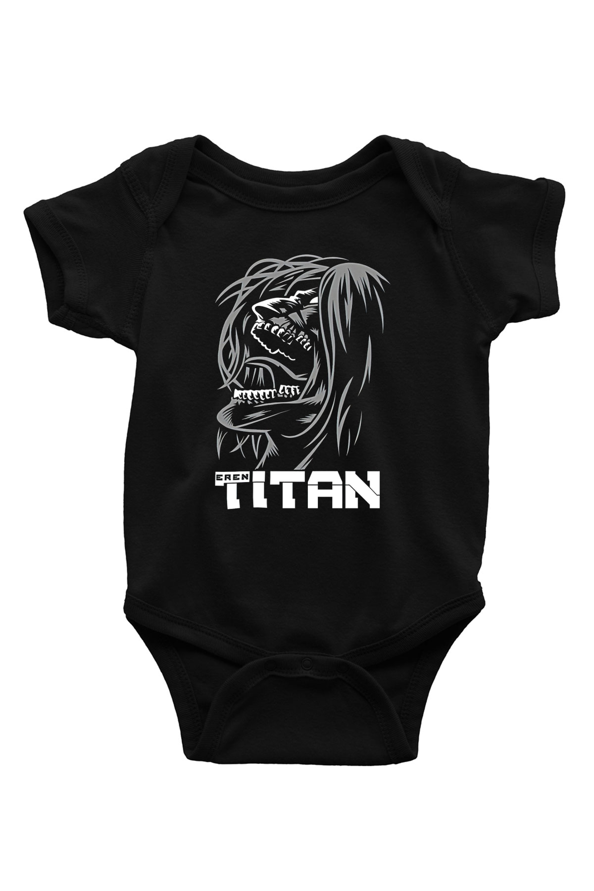 Attack On Titan Baskılı Unisex Siyah Bebek Body - Zıbın