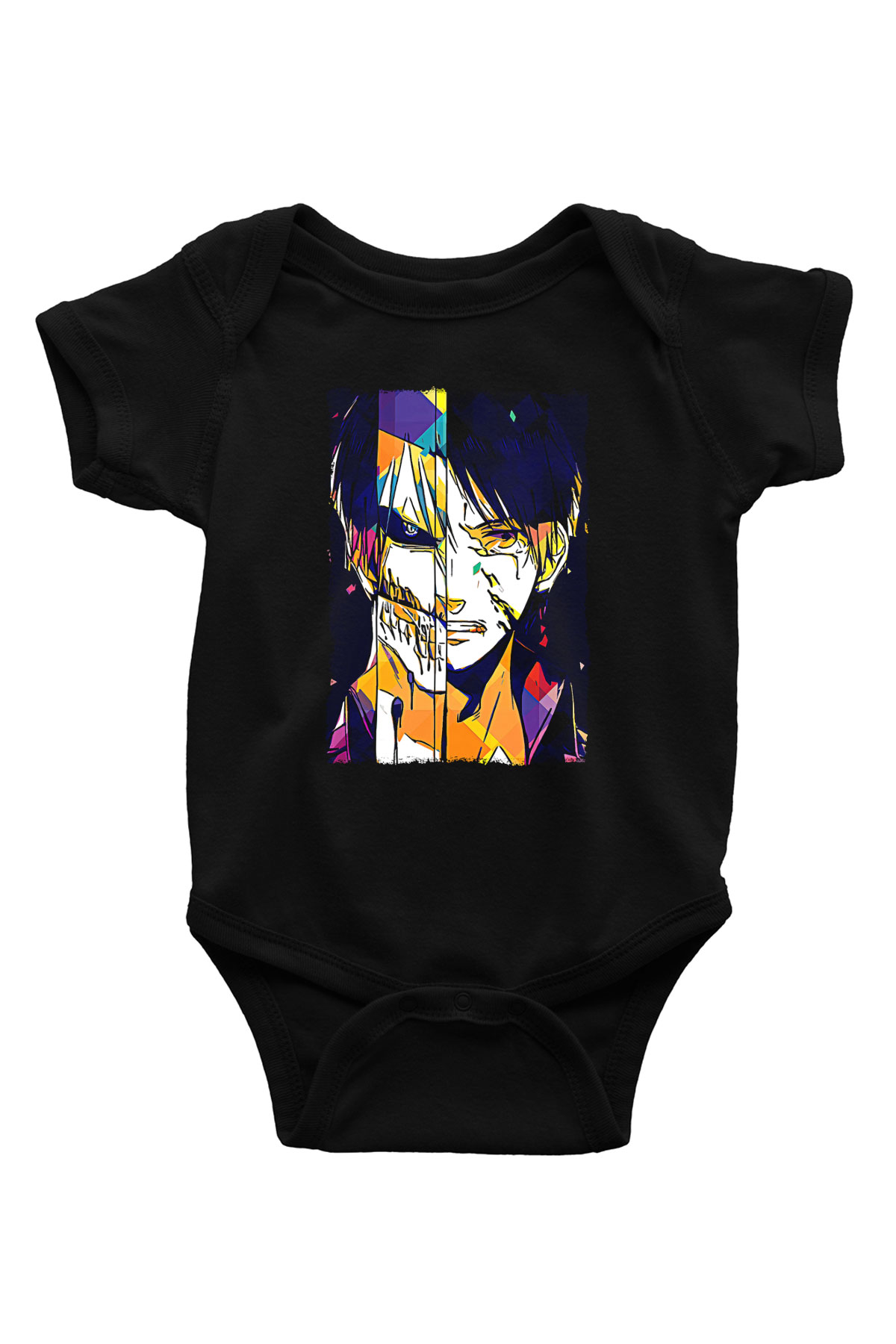 Attack On Titan Baskılı Unisex Siyah Bebek Body - Zıbın
