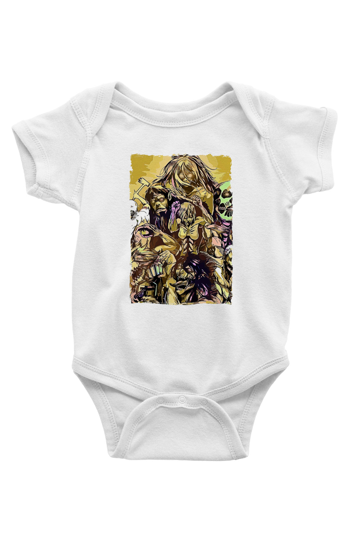Attack On Titan Baskılı Unisex Siyah Bebek Body - Zıbın