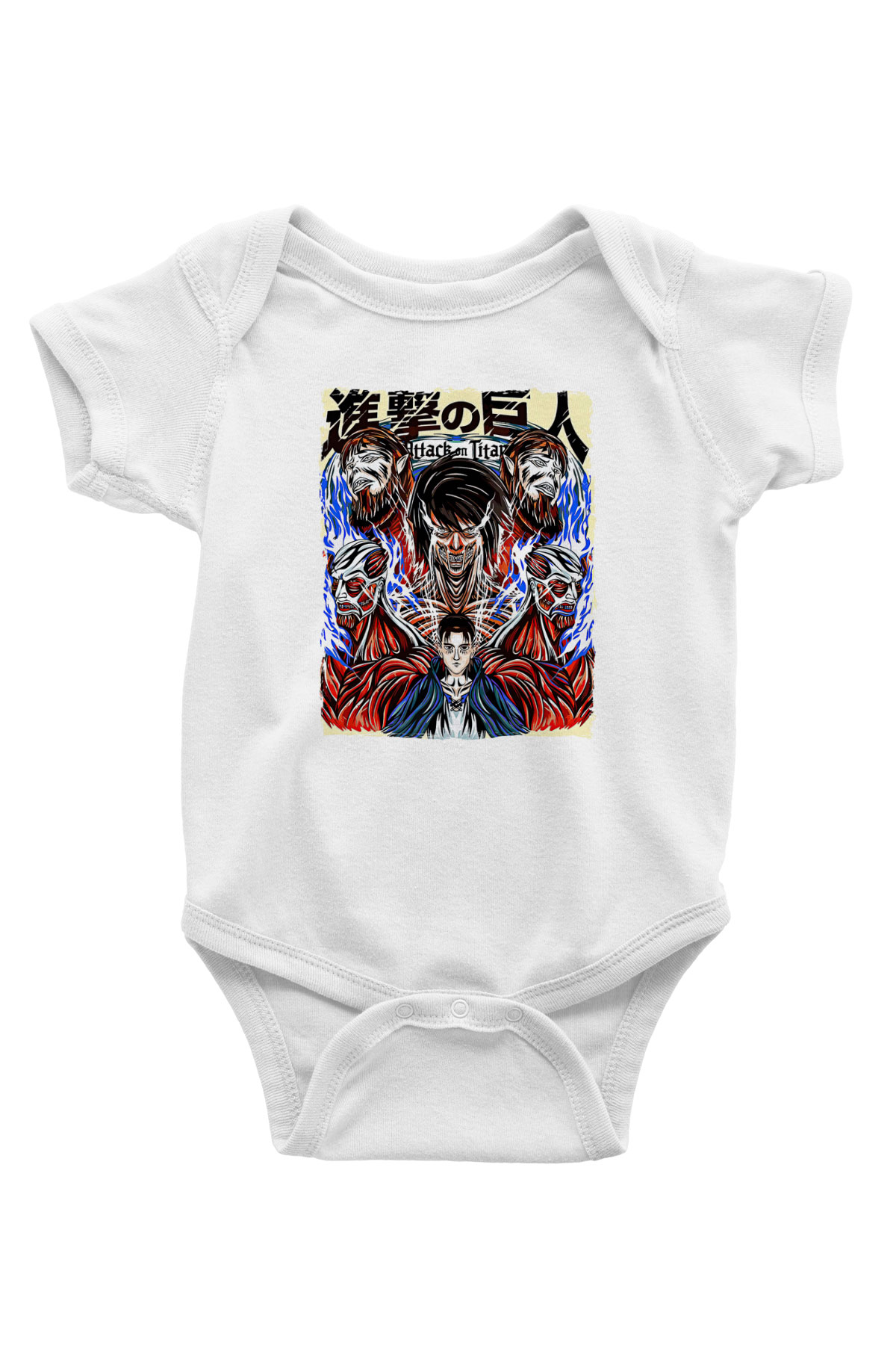 Attack On Titan Baskılı Unisex Siyah Bebek Body - Zıbın