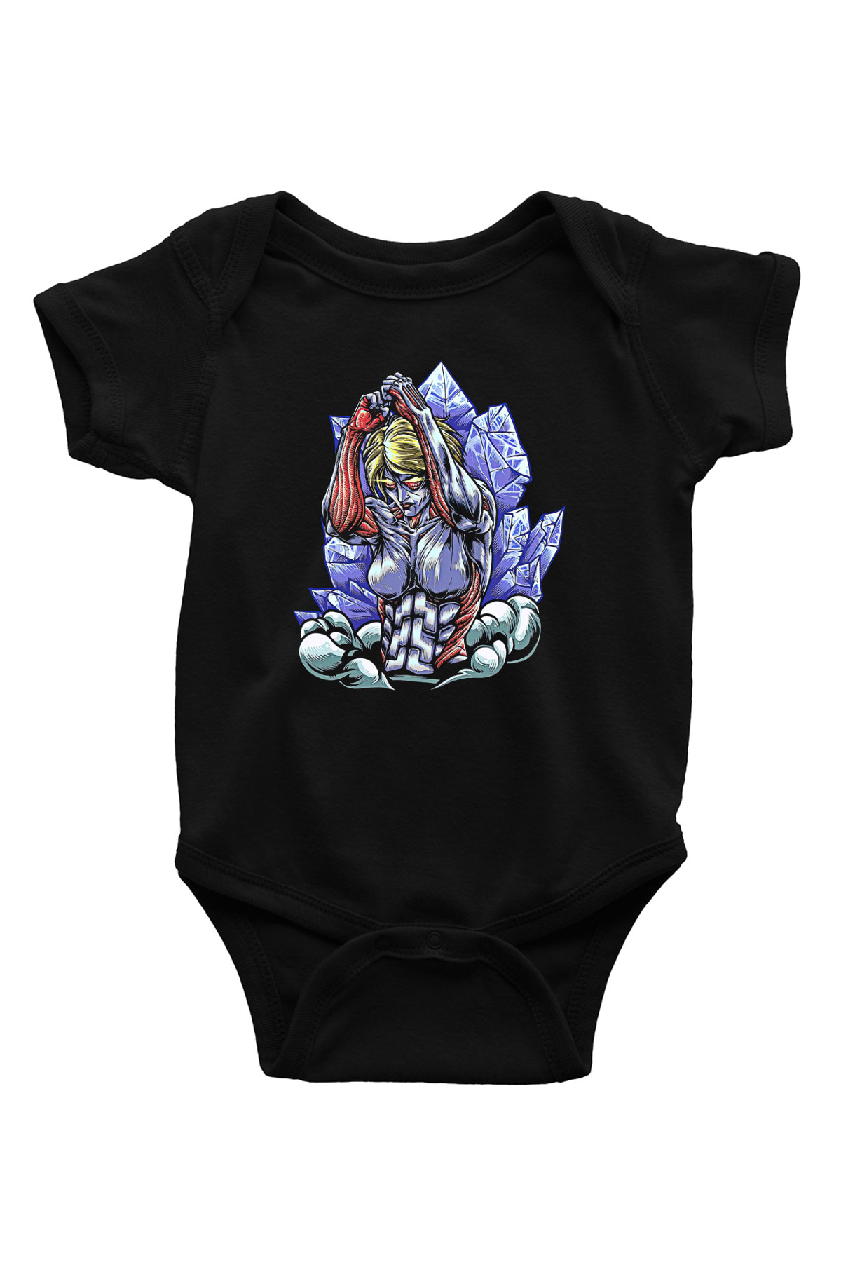 Attack On Titan Baskılı Unisex Siyah Bebek Body - Zıbın