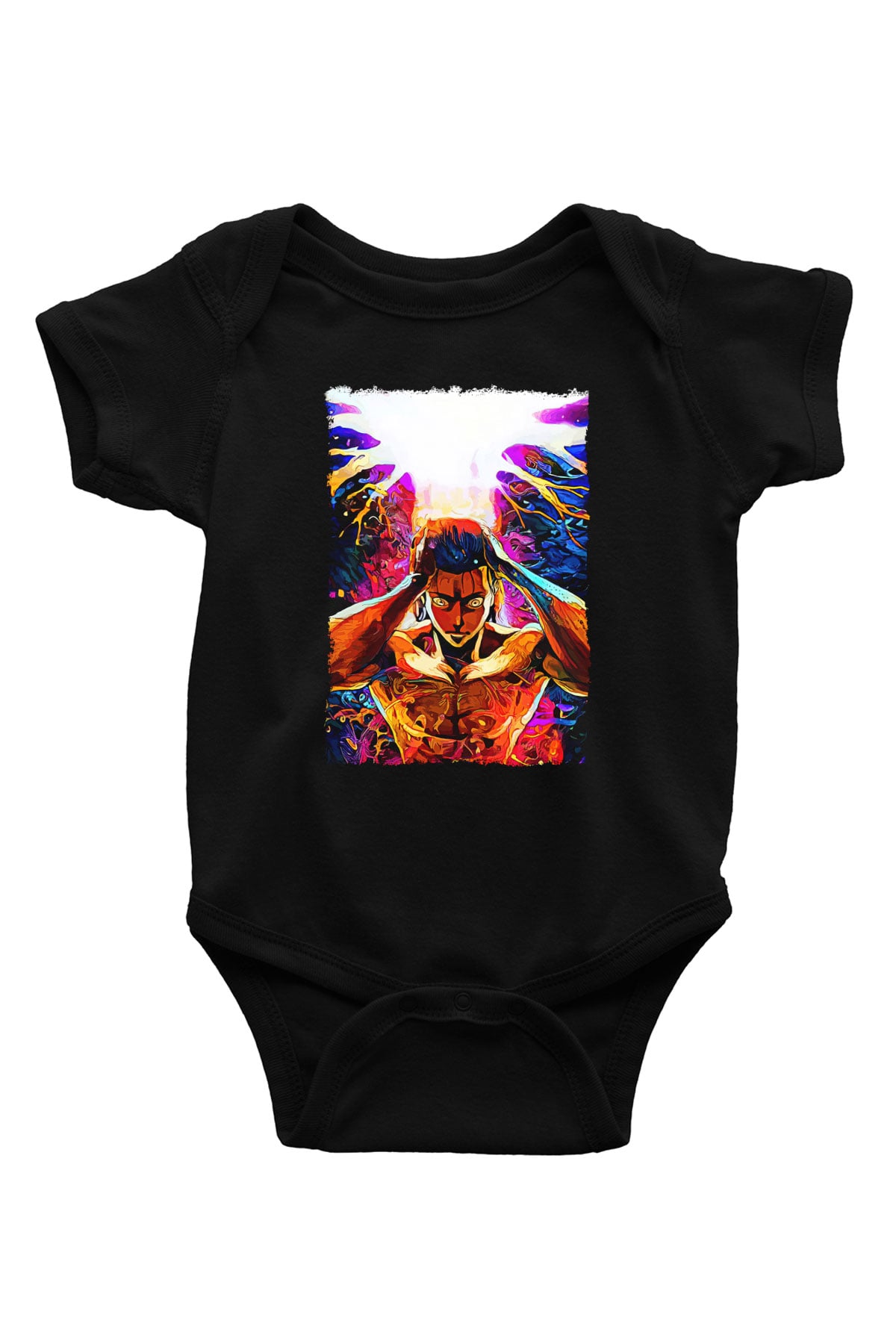 Attack On Titan Baskılı Unisex Siyah Bebek Body - Zıbın