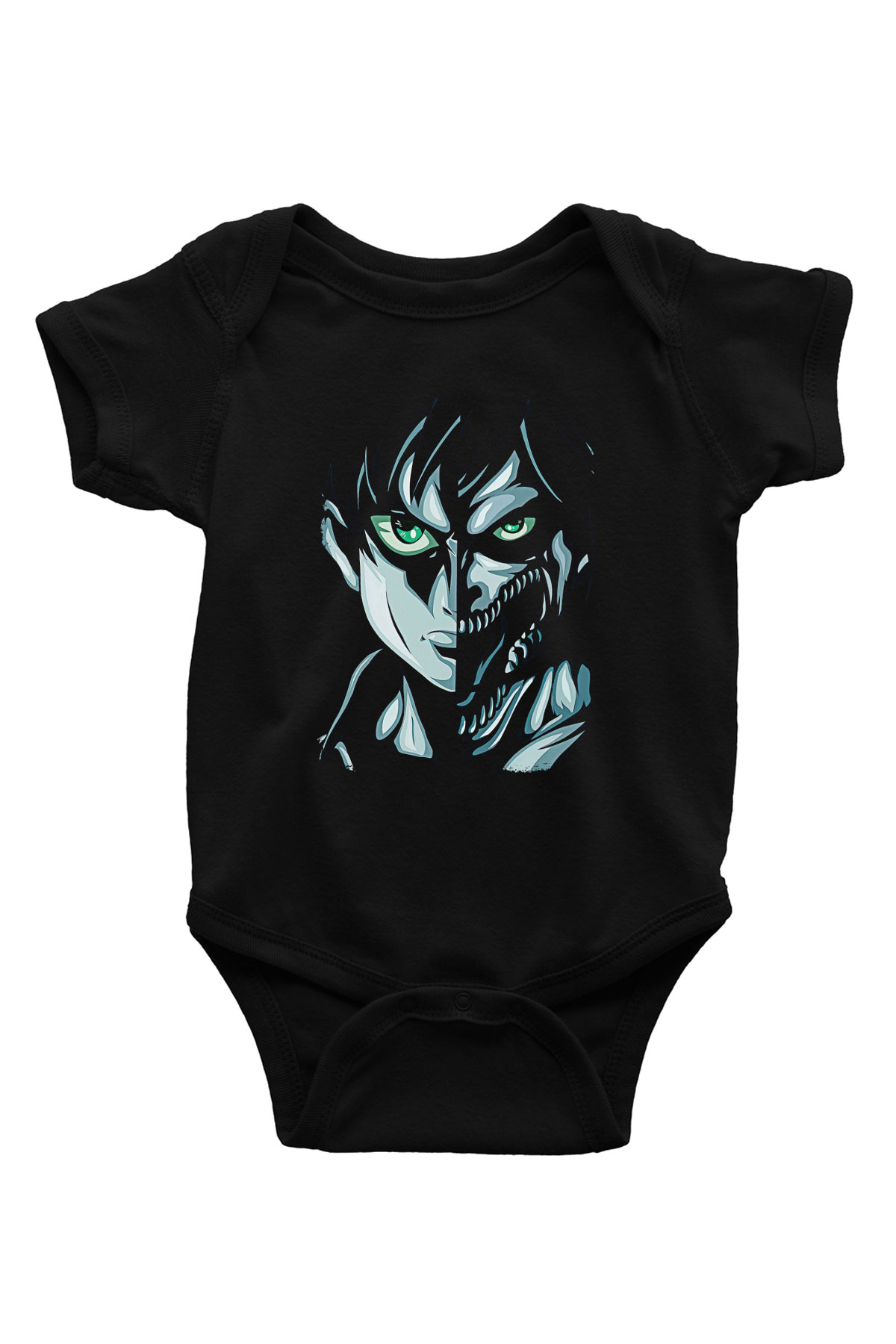Attack On Titan Baskılı Unisex Siyah Bebek Body - Zıbın