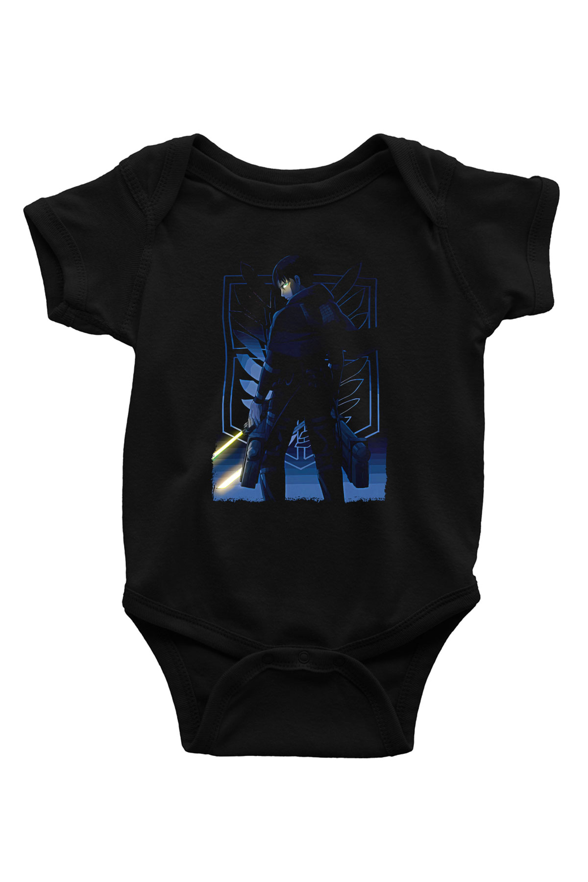 Attack On Titan Baskılı Unisex Siyah Bebek Body - Zıbın