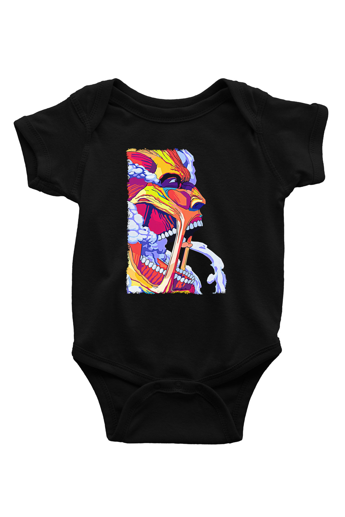 Attack On Titan Baskılı Unisex Siyah Bebek Body - Zıbın