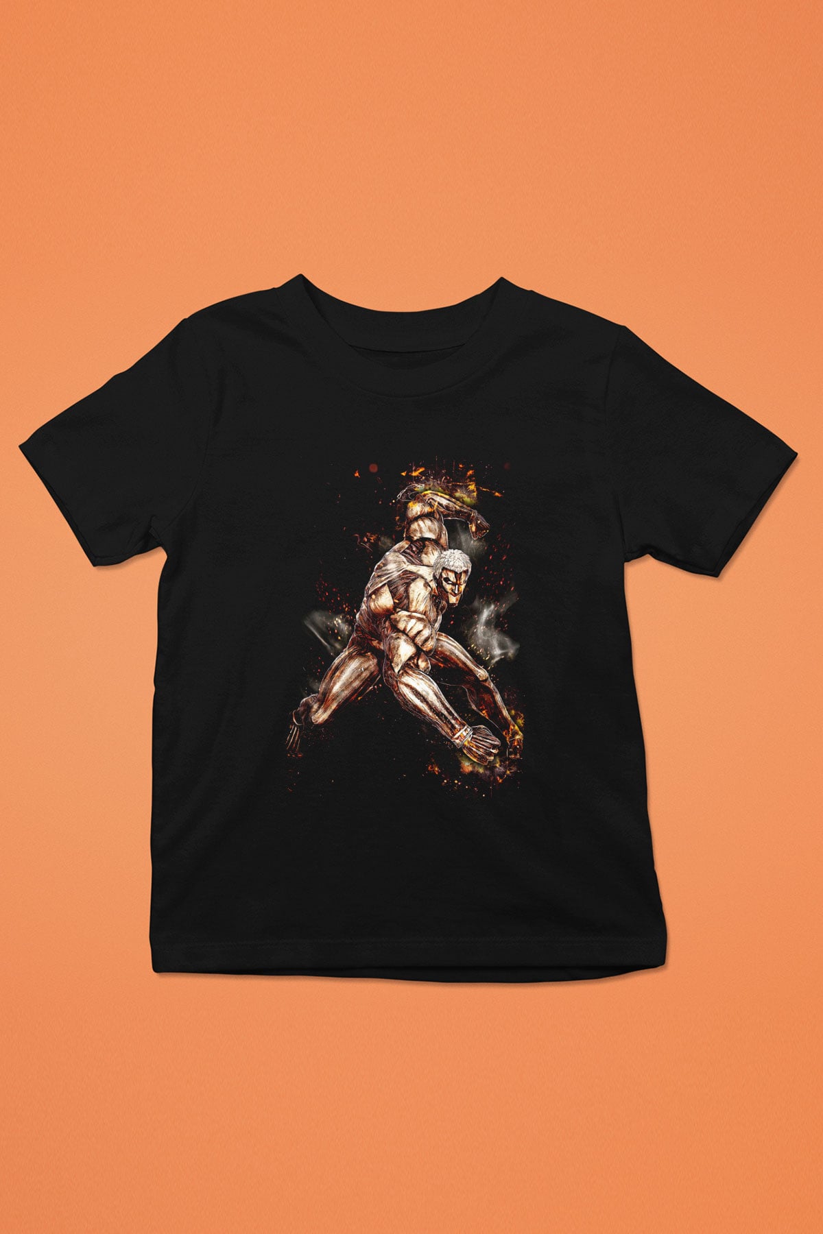 Attack On Titan Baskılı Unisex Siyah Çocuk Tişört - Tshirt