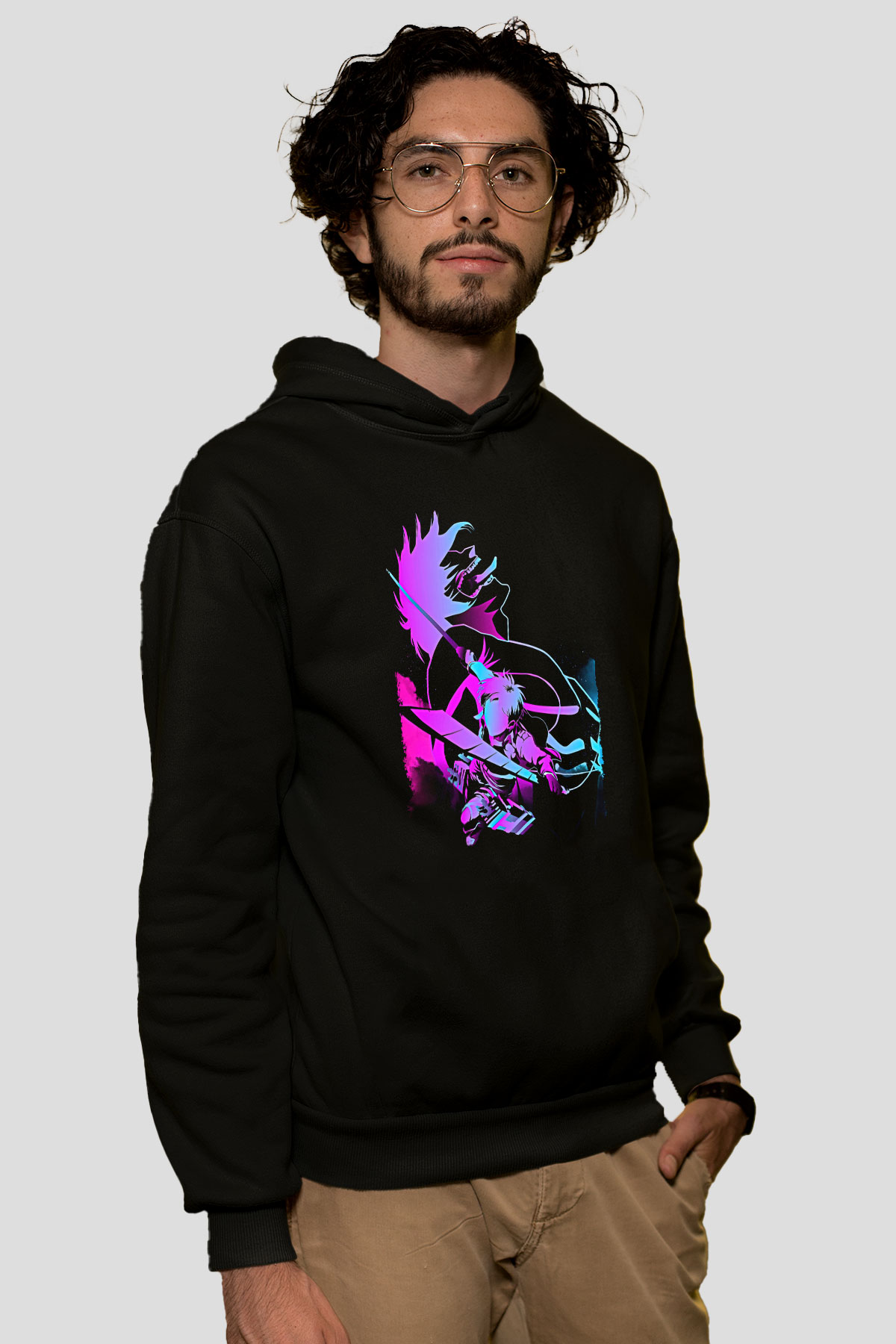 Attack On Titan Baskılı Unisex Siyah Hoodie