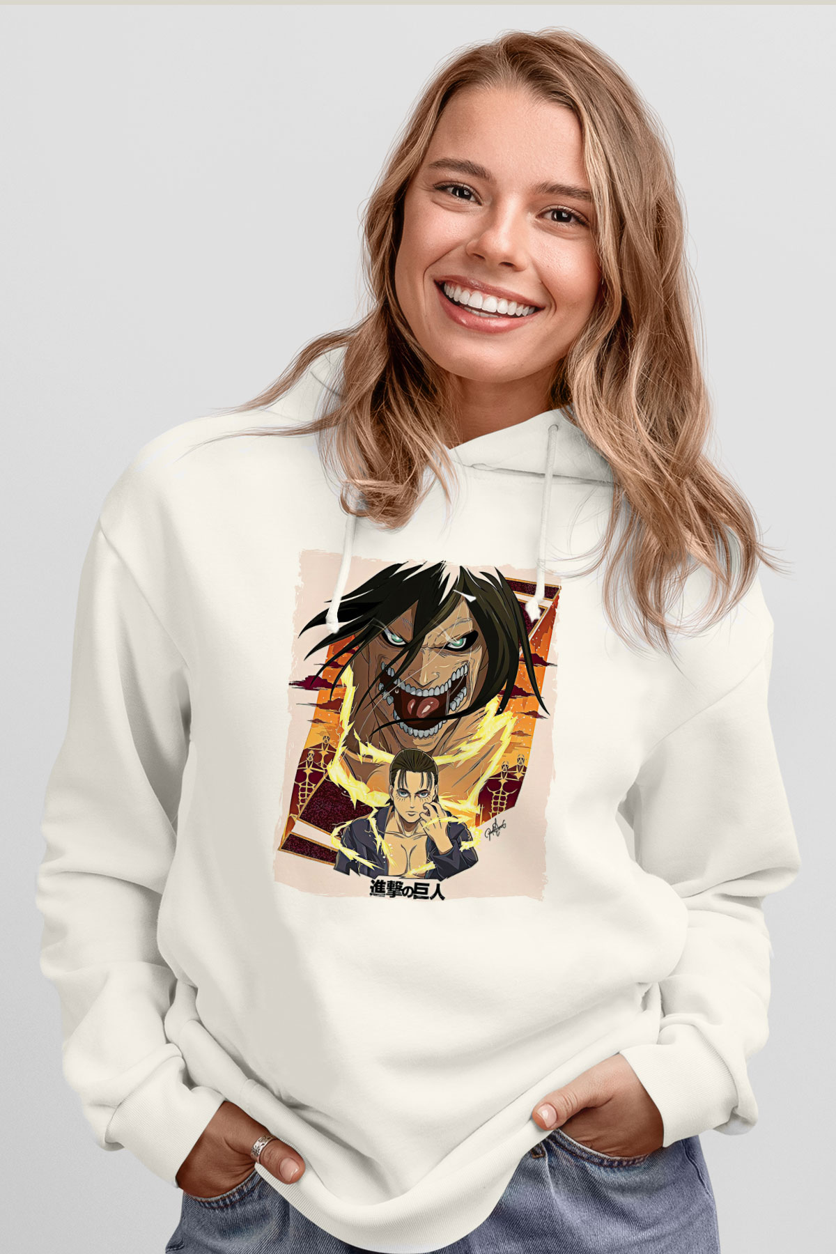 Attack On Titan Baskılı Unisex Siyah Hoodie