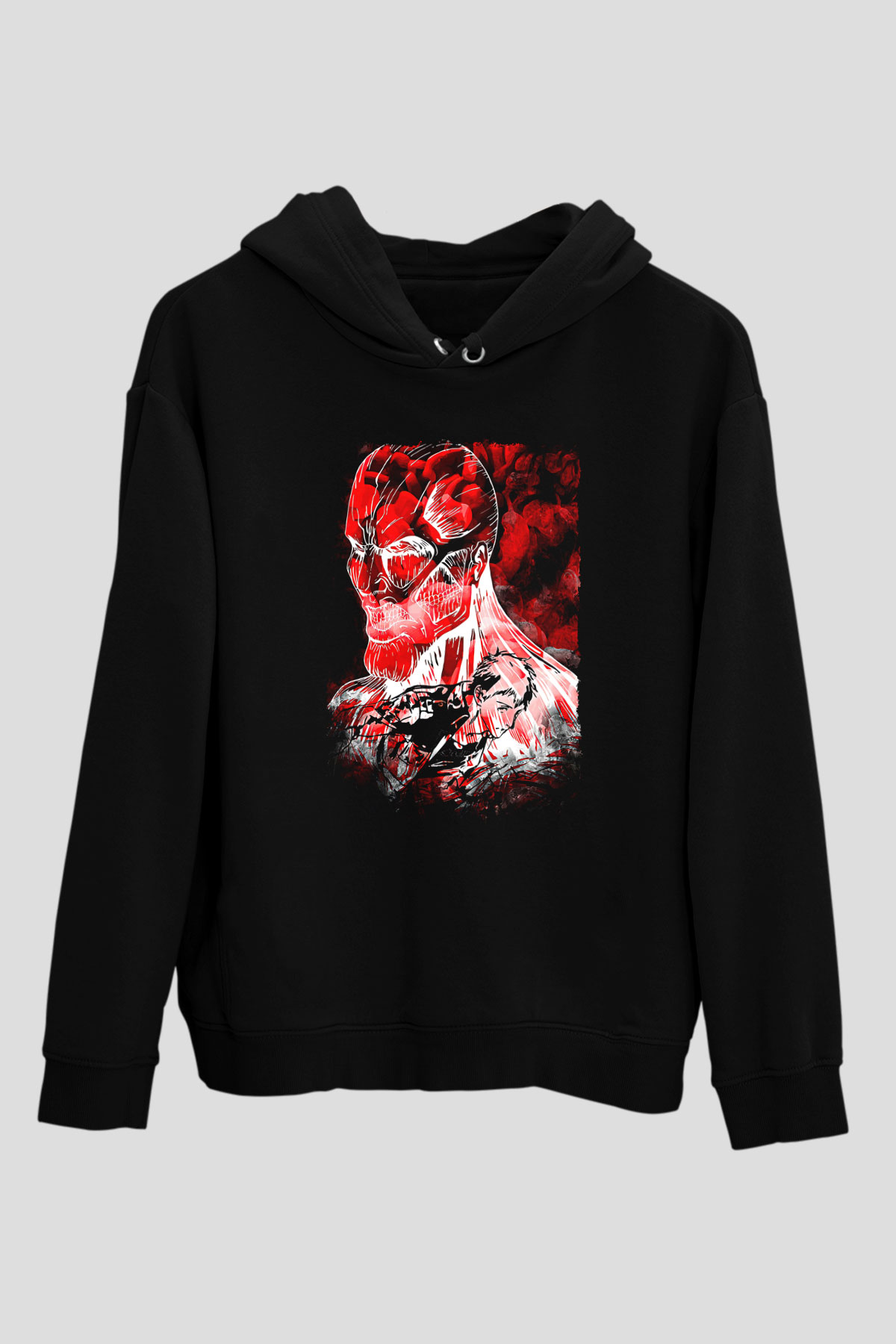 Attack On Titan Baskılı Unisex Siyah Hoodie
