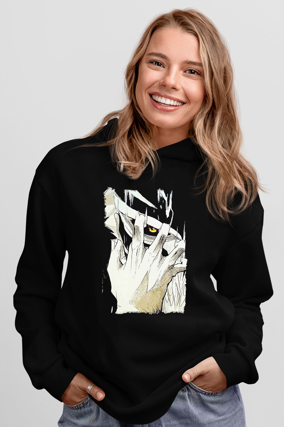 Attack On Titan Baskılı Unisex Siyah Hoodie