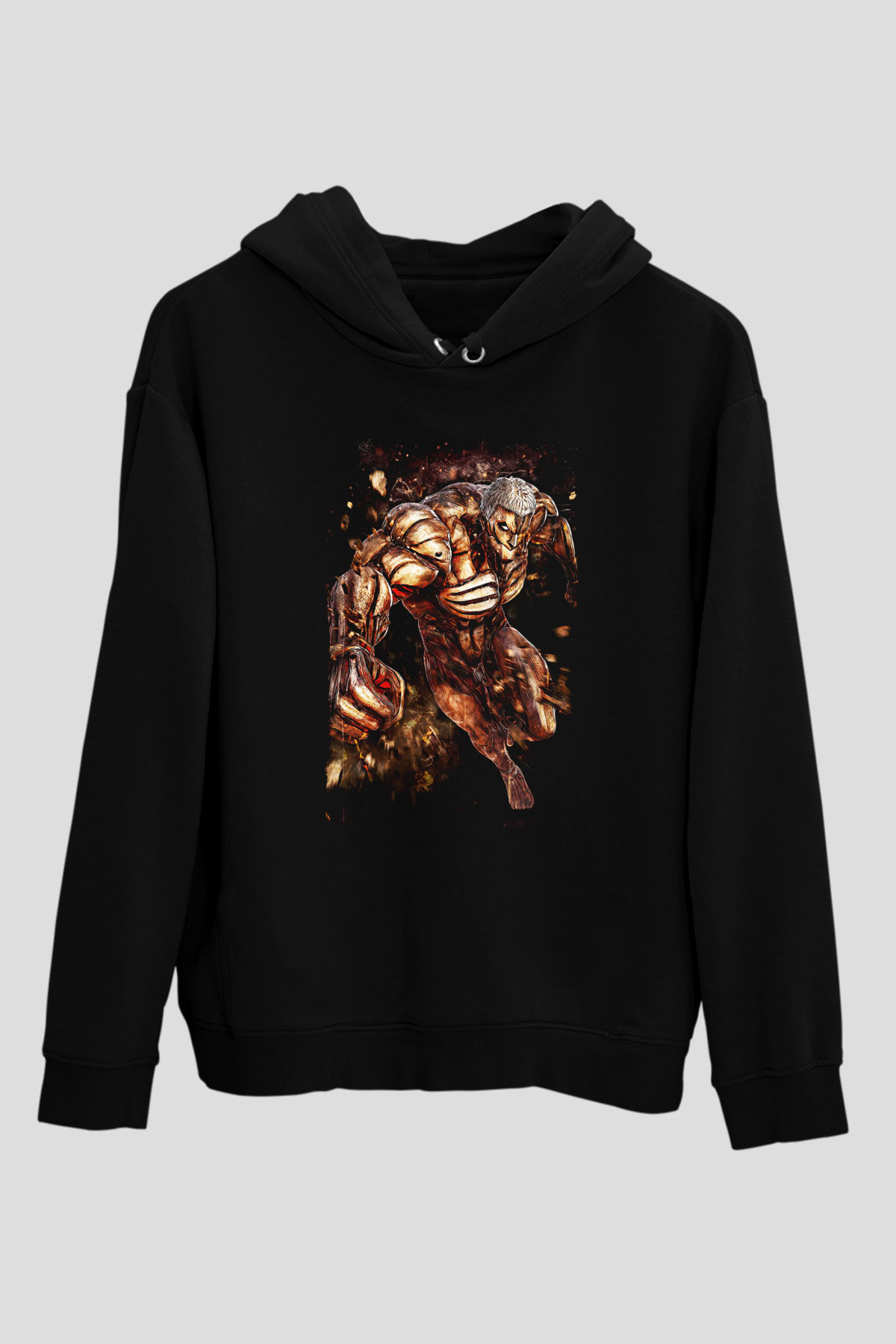 Attack On Titan Baskılı Unisex Siyah Hoodie