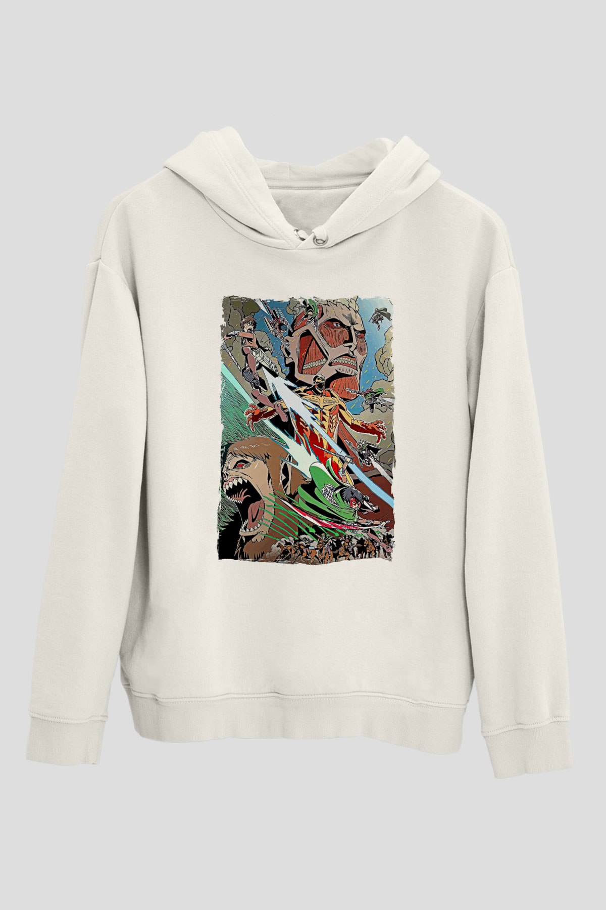 Attack On Titan Baskılı Unisex Siyah Hoodie