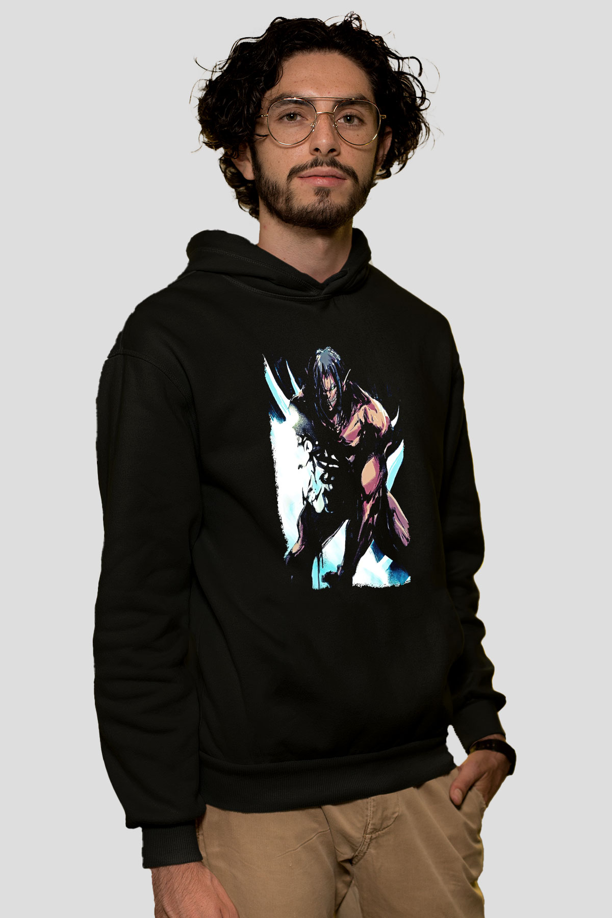 Attack On Titan Baskılı Unisex Siyah Hoodie
