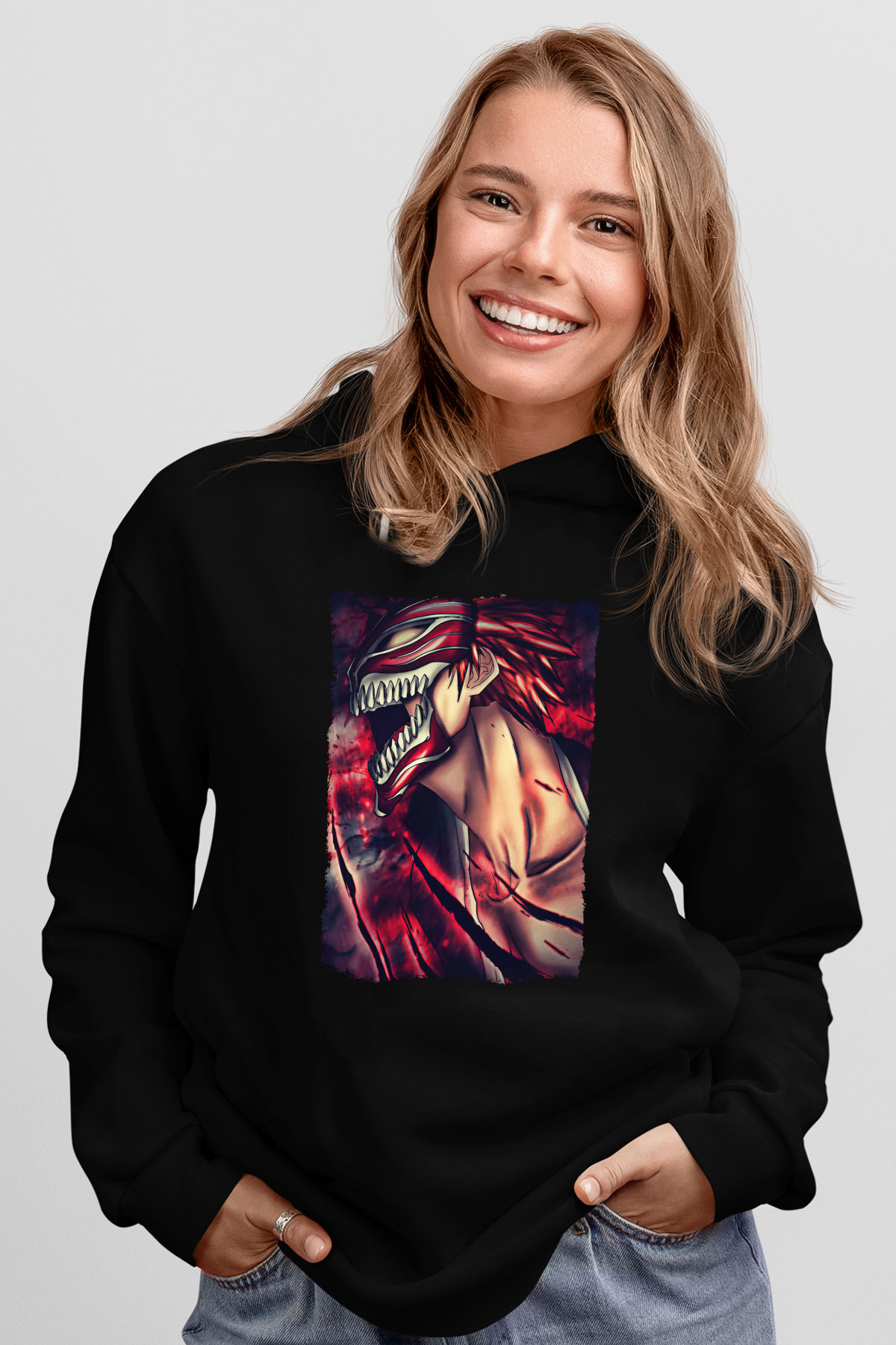 Attack On Titan Baskılı Unisex Siyah Hoodie