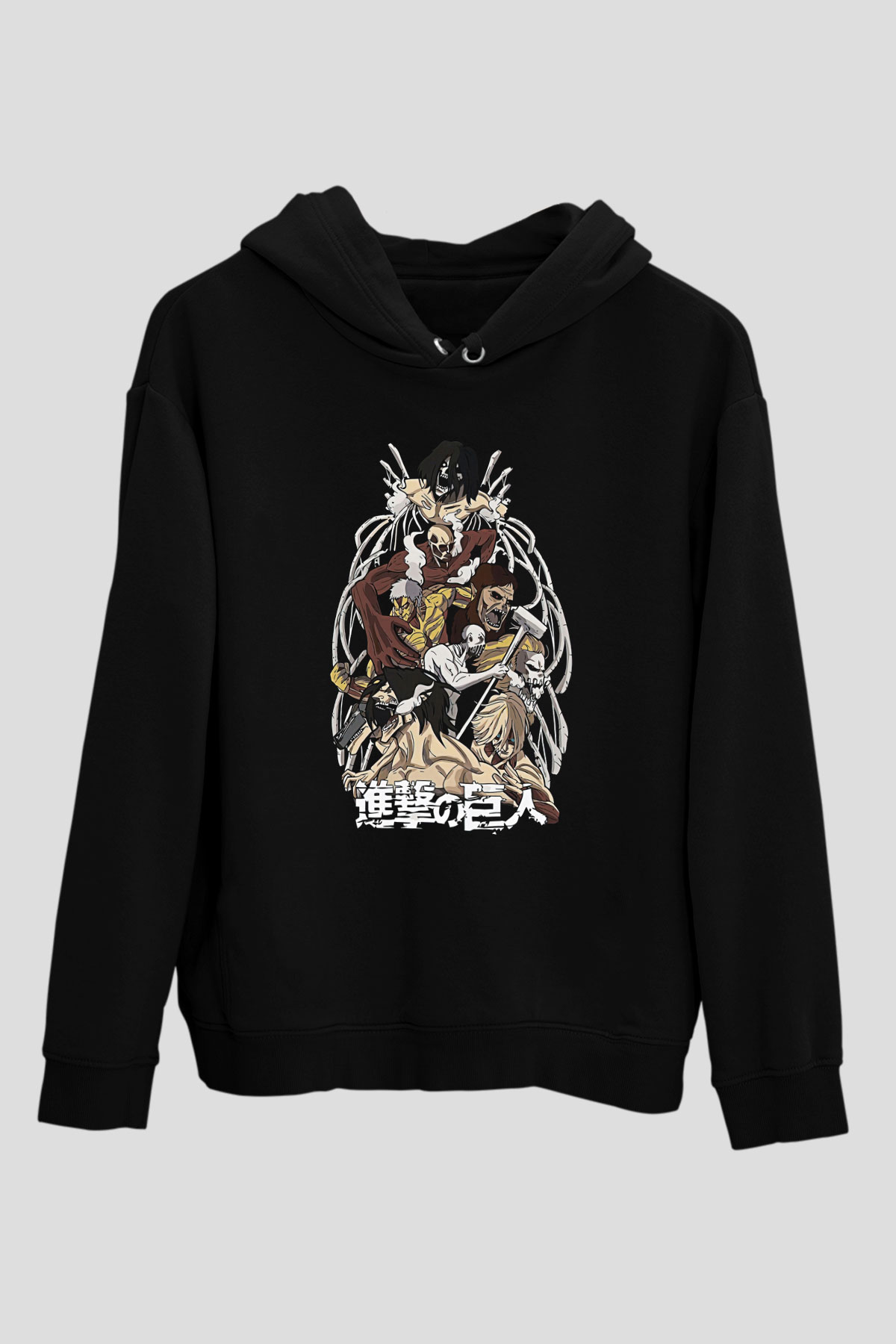 Attack On Titan Baskılı Unisex Siyah Hoodie