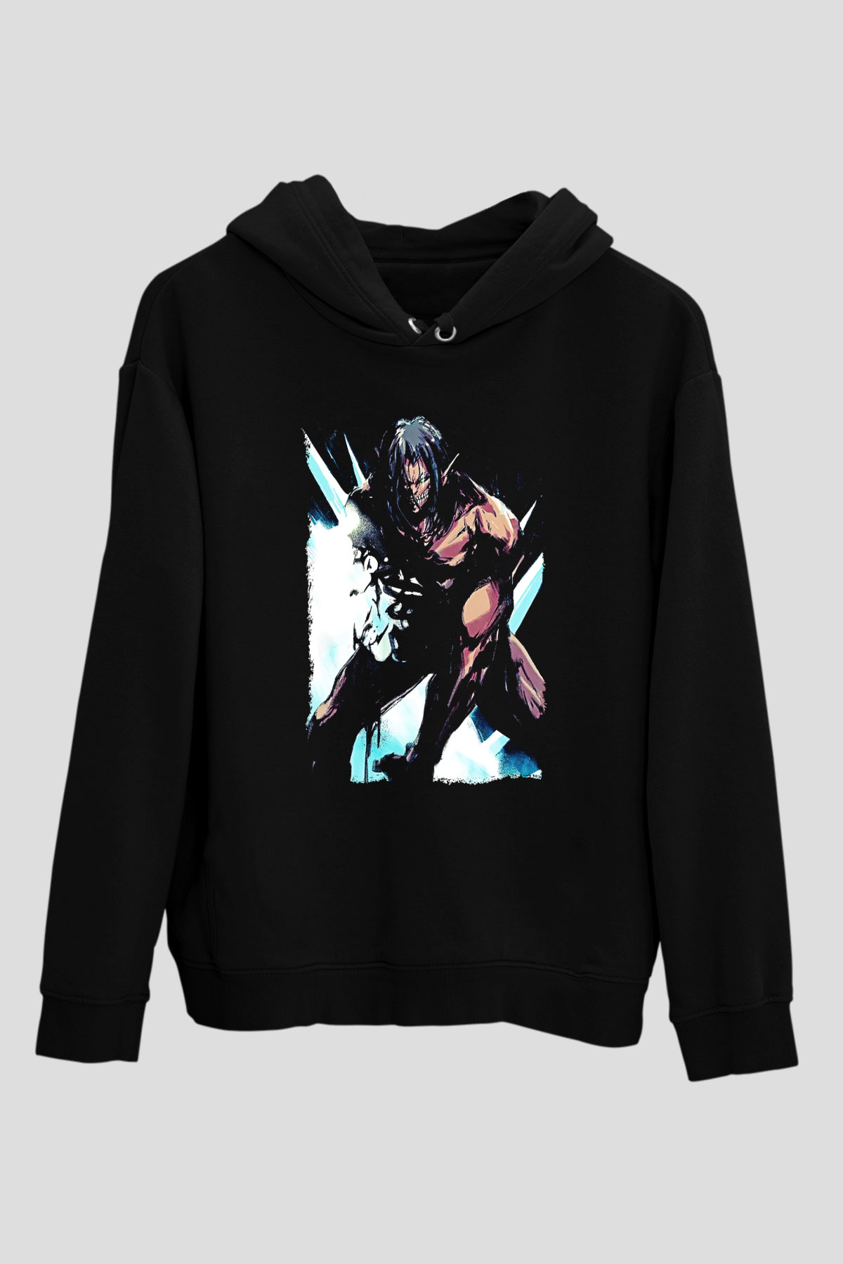 Attack On Titan Baskılı Unisex Siyah Hoodie