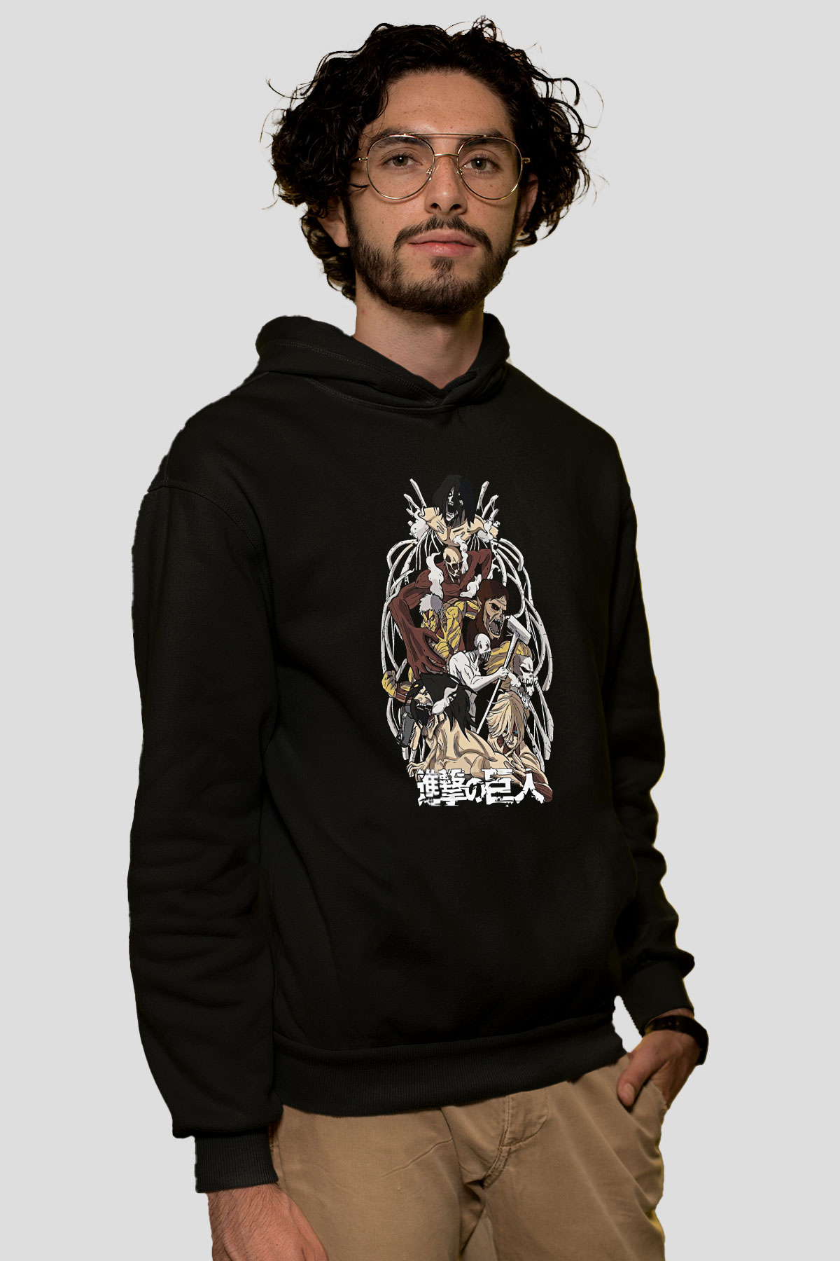 Attack On Titan Baskılı Unisex Siyah Hoodie
