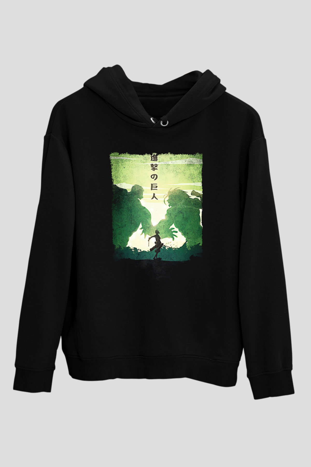 Attack On Titan Baskılı Unisex Siyah Hoodie