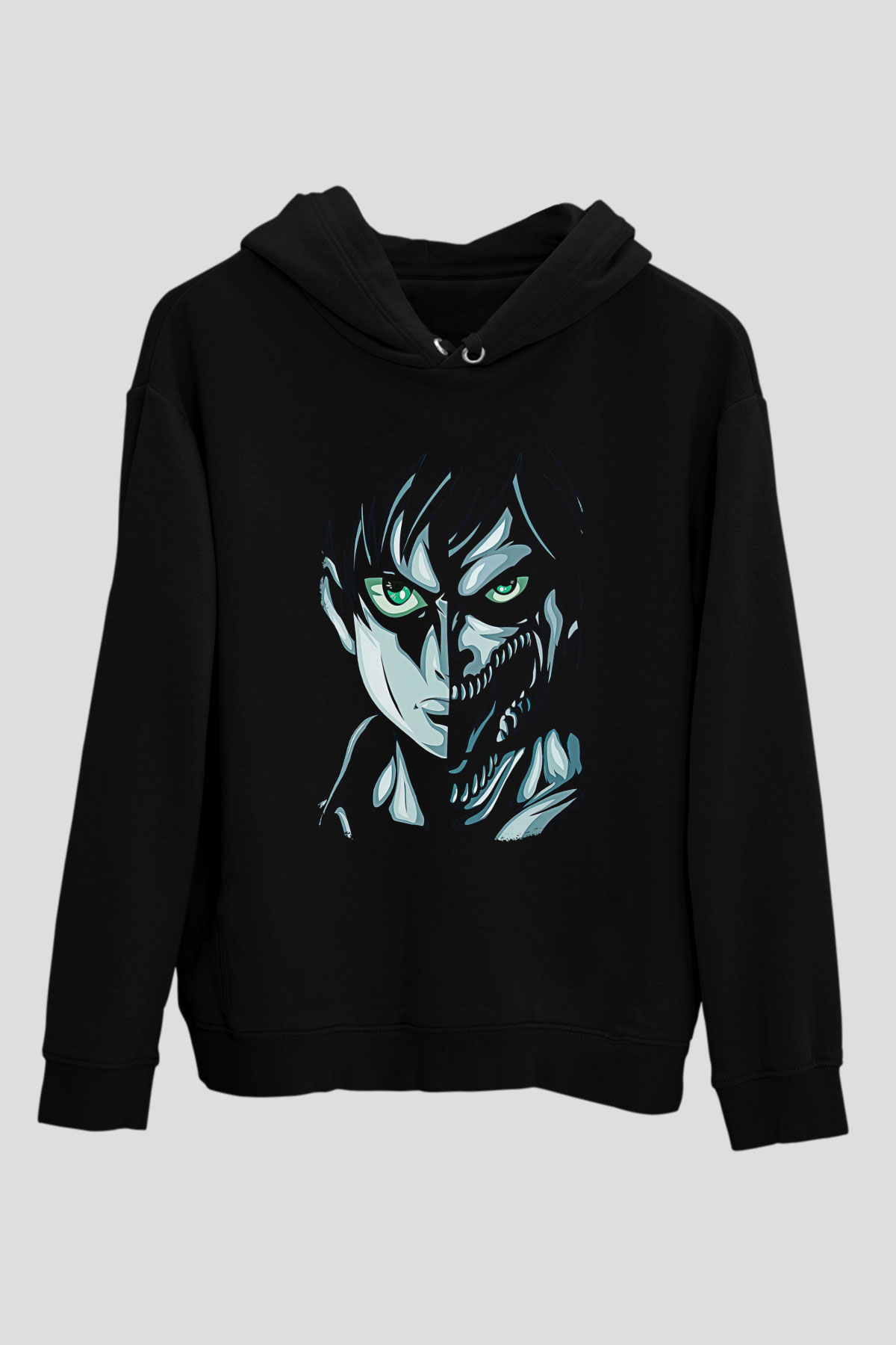 Attack On Titan Baskılı Unisex Siyah Hoodie