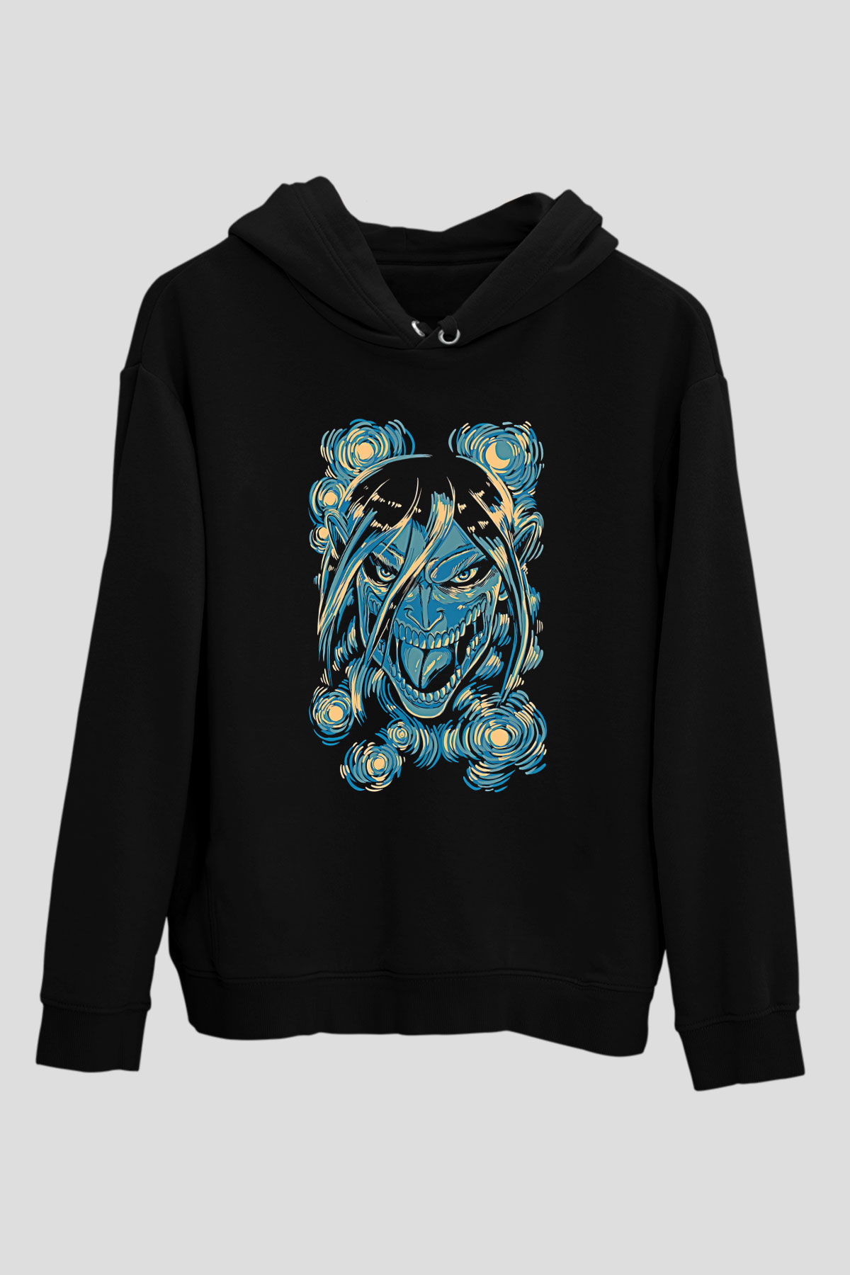 Attack On Titan Baskılı Unisex Siyah Hoodie