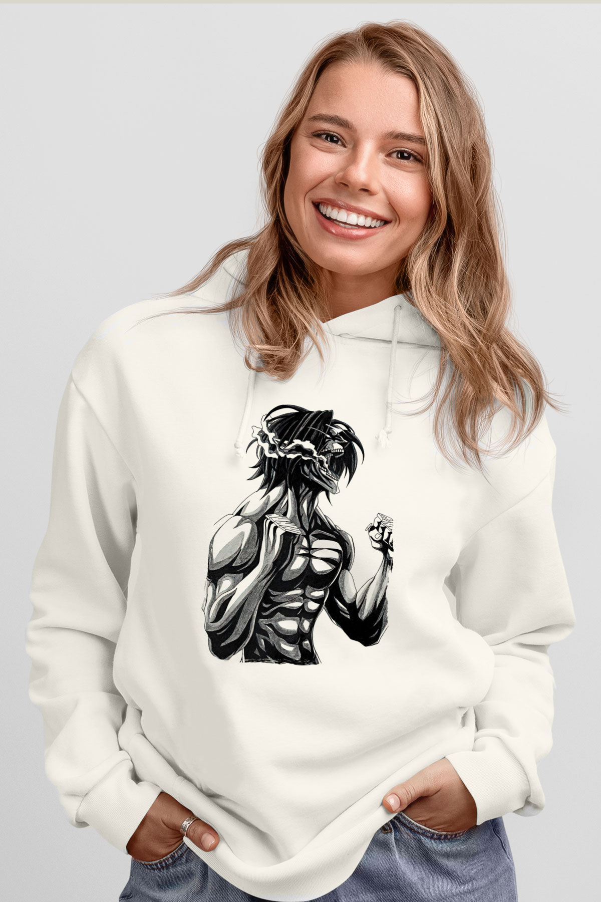 Attack On Titan Baskılı Unisex Siyah Hoodie
