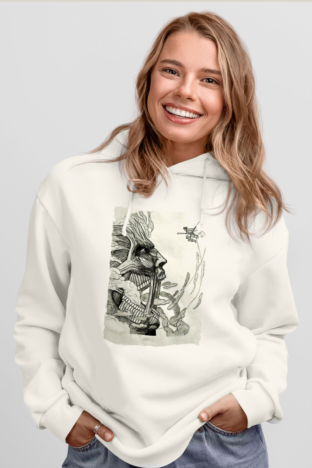 Attack On Titan Baskılı Unisex Siyah Hoodie