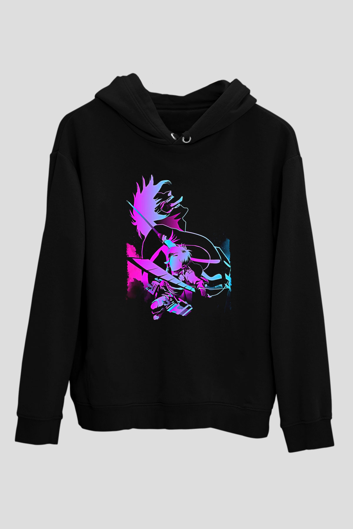 Attack On Titan Baskılı Unisex Siyah Hoodie