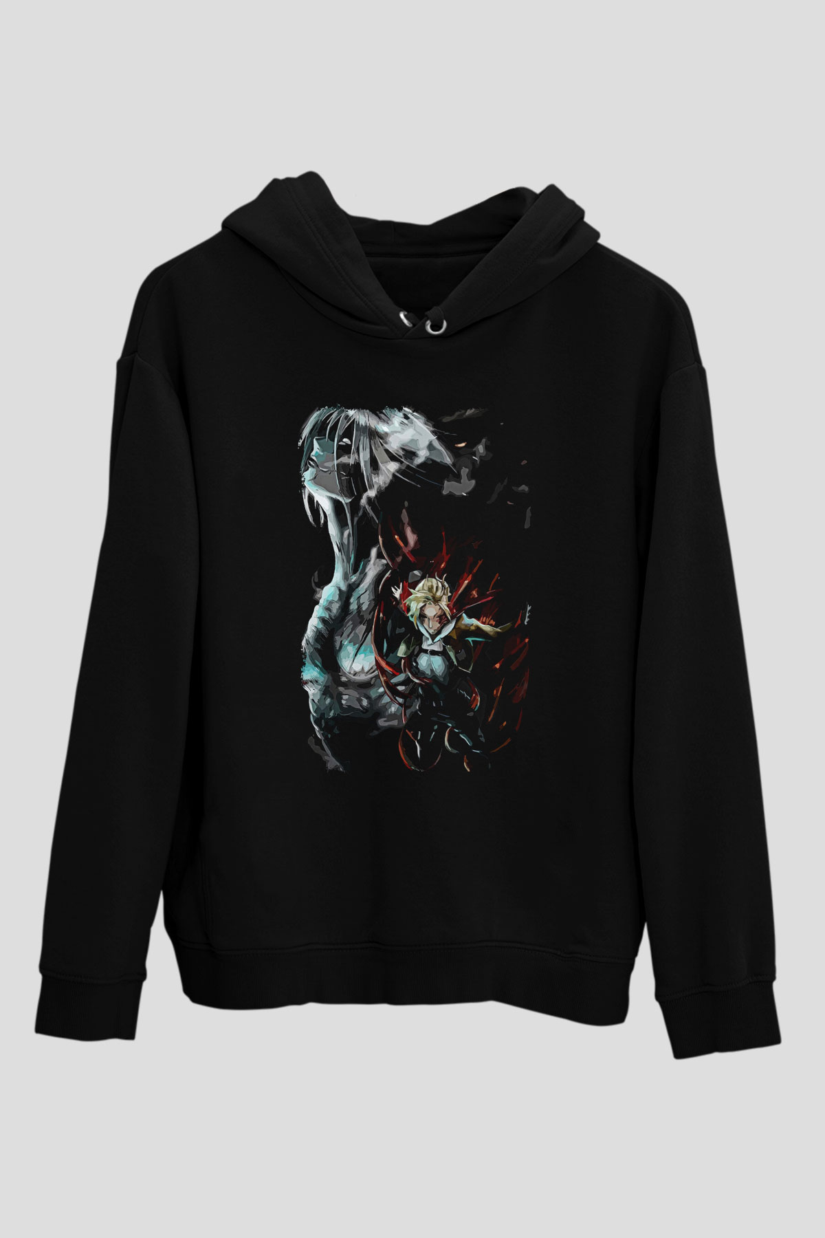 Attack On Titan Baskılı Unisex Siyah Hoodie