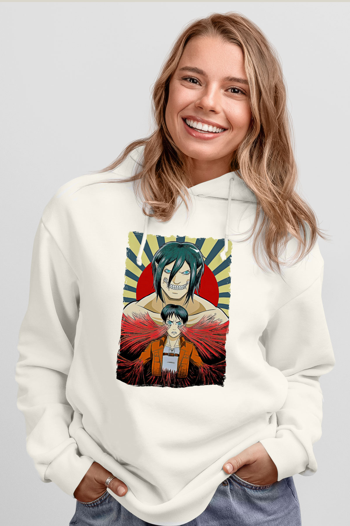 Attack On Titan Baskılı Unisex Siyah Hoodie