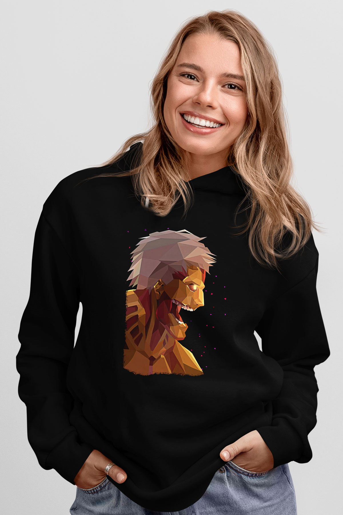 Attack On Titan Baskılı Unisex Siyah Hoodie