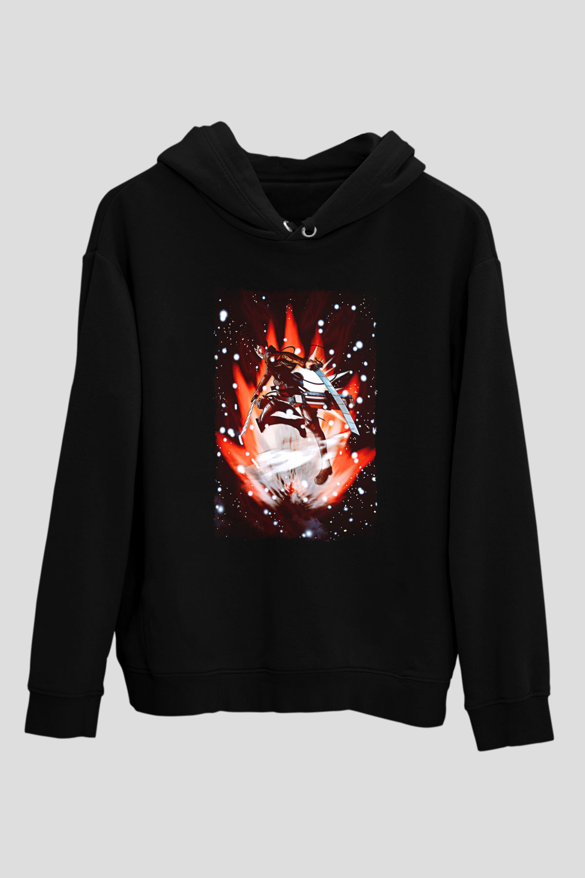 Attack On Titan Baskılı Unisex Siyah Hoodie