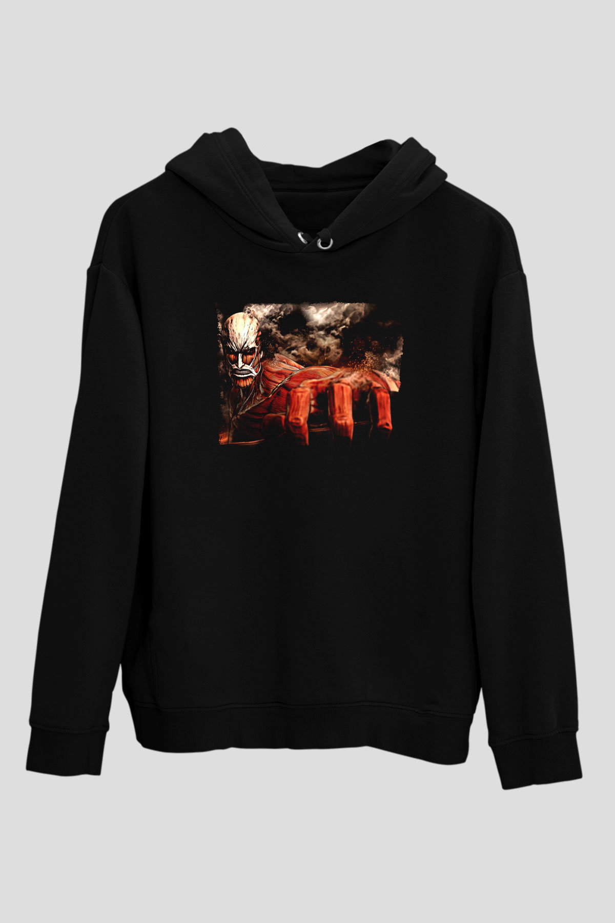 Attack On Titan Baskılı Unisex Siyah Hoodie