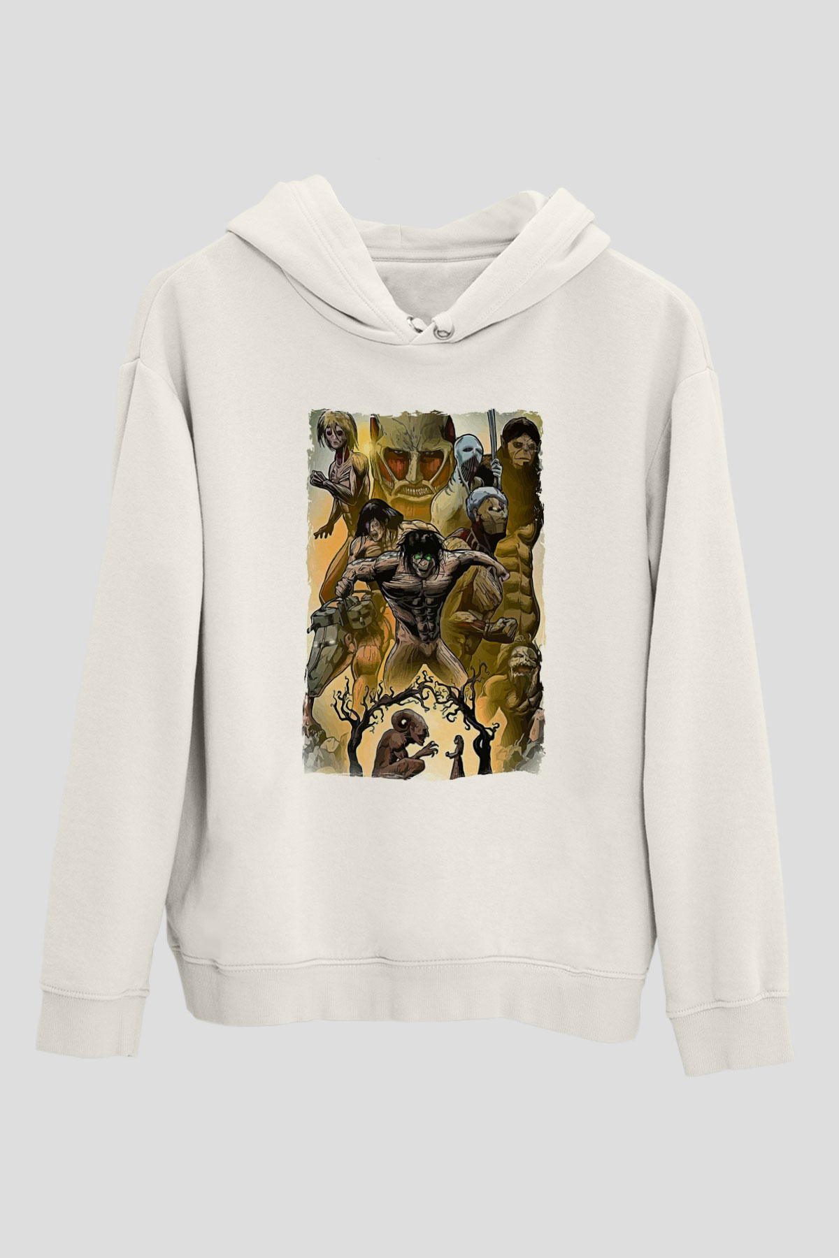 Attack On Titan Baskılı Unisex Siyah Hoodie