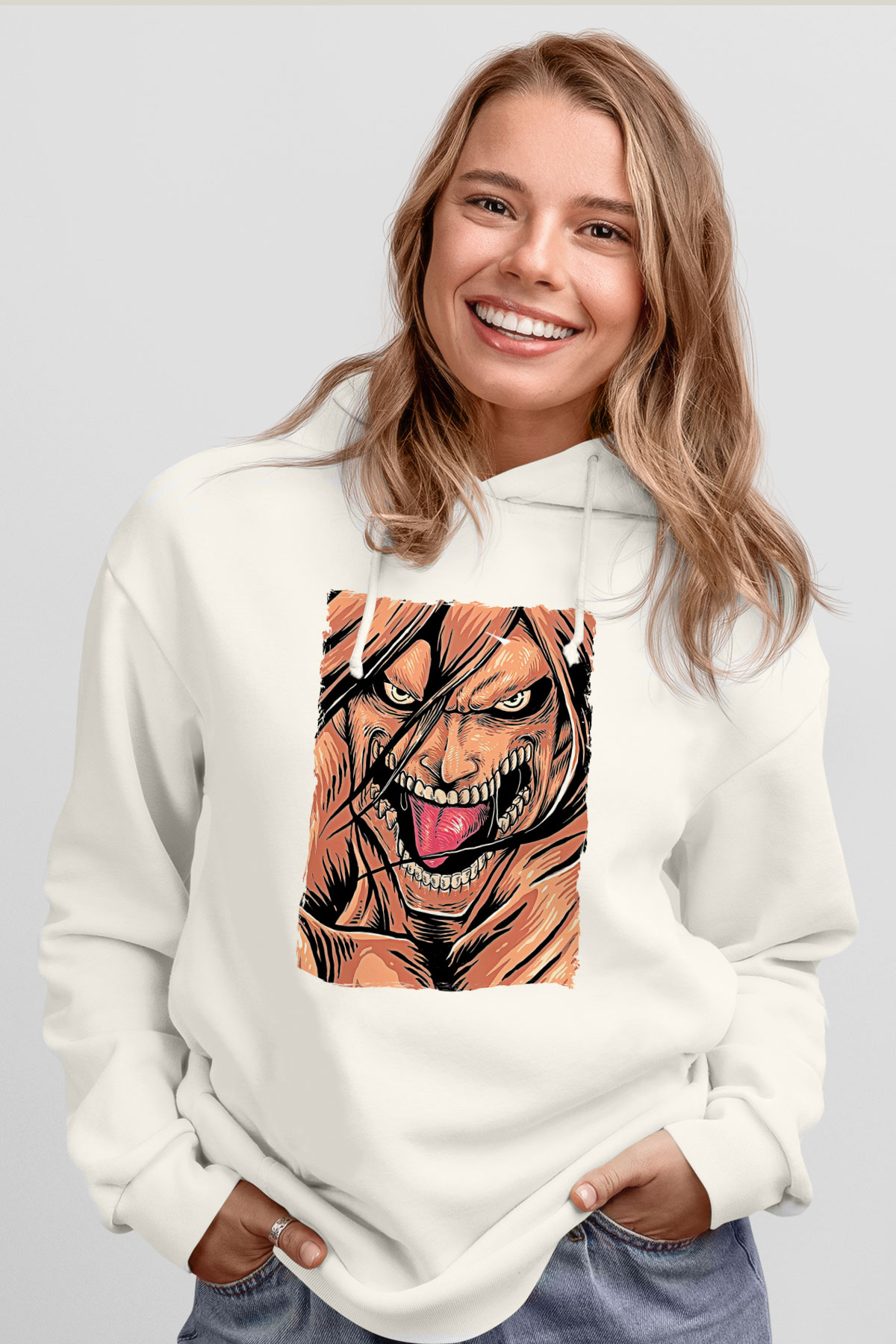 Attack On Titan Baskılı Unisex Siyah Hoodie