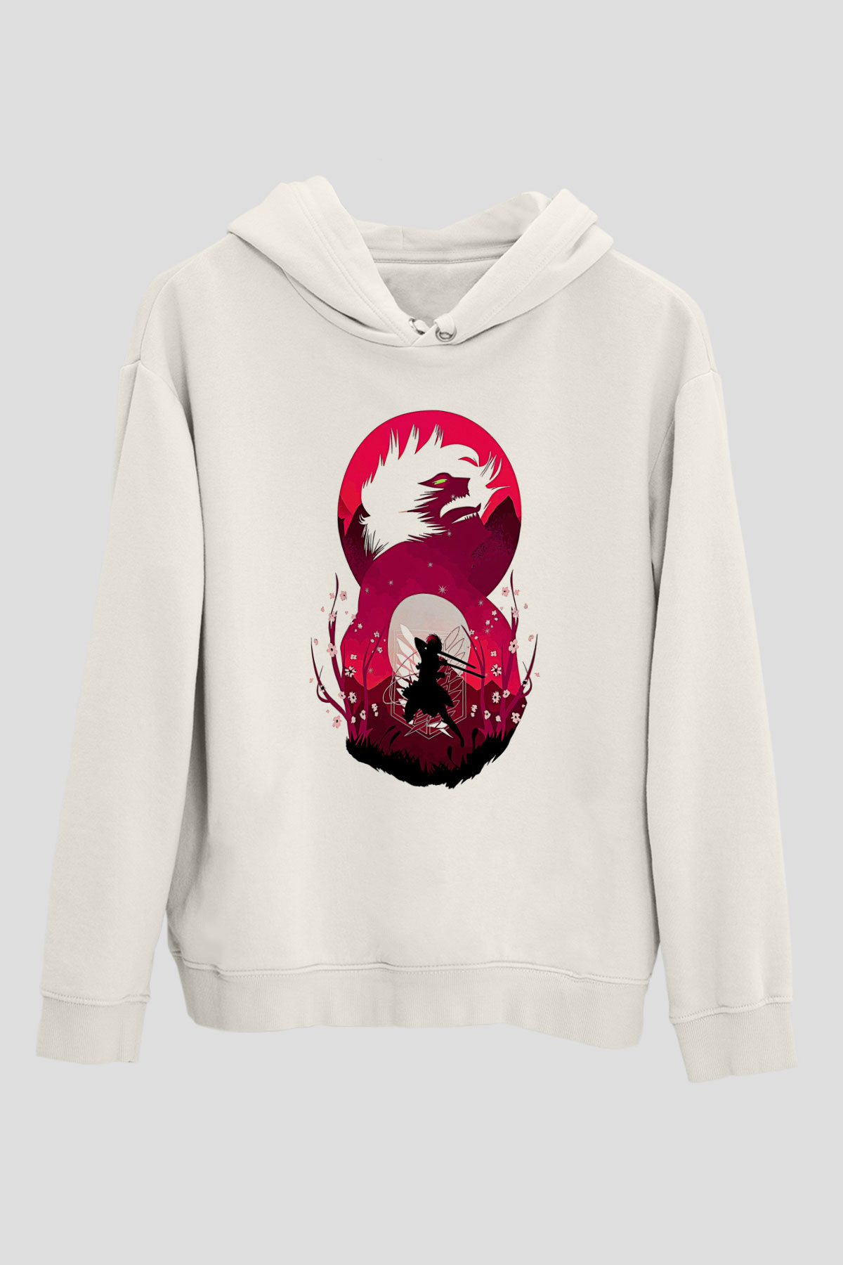 Attack On Titan Baskılı Unisex Siyah Hoodie
