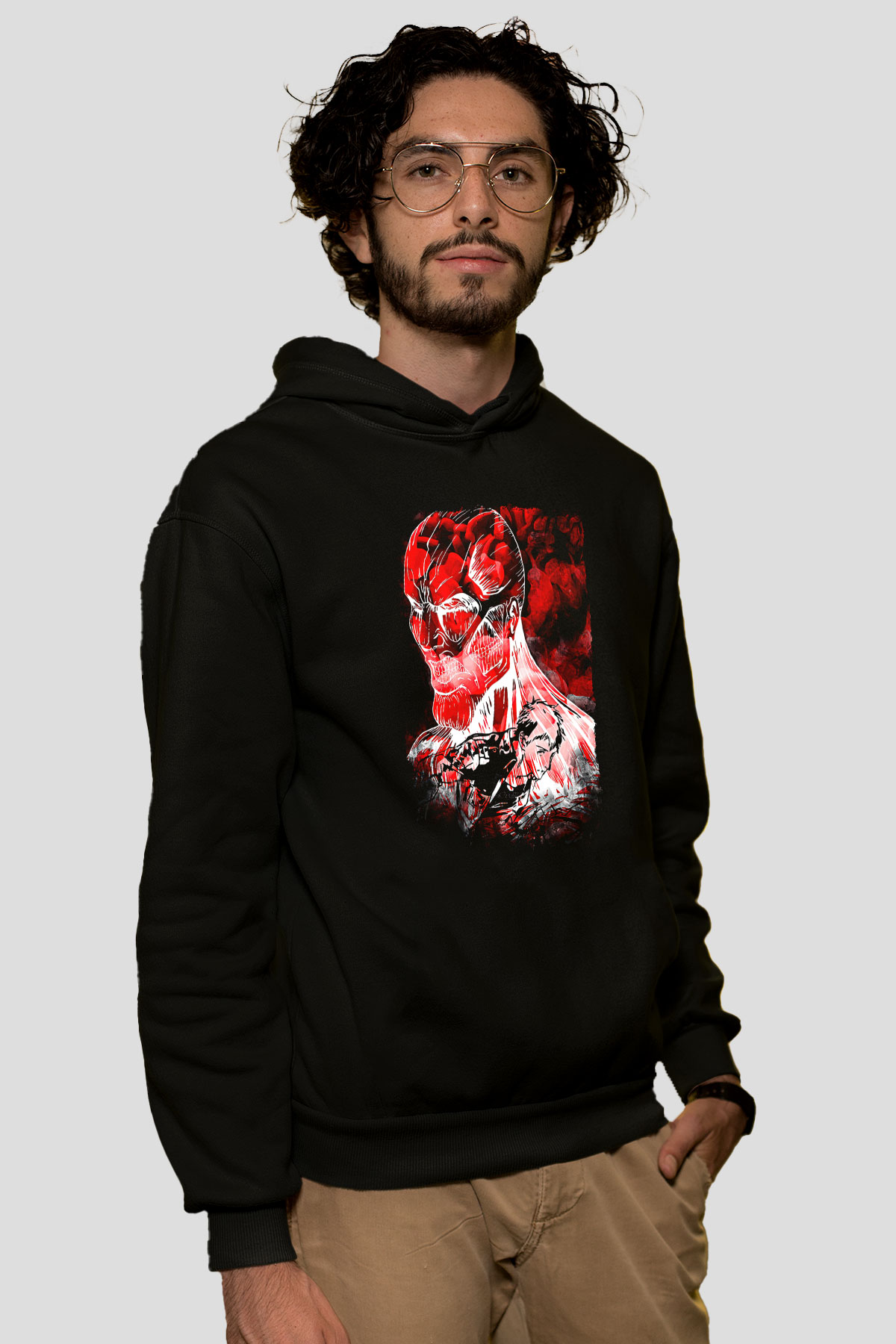 Attack On Titan Baskılı Unisex Siyah Hoodie
